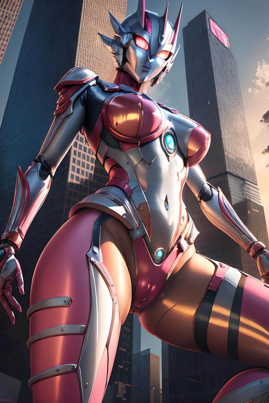 masutepiece, Best Quality, hight resolution,Realistic,Upper body,
1girll,Female Ultraman,an enormous woman,Mecha Ultraman, Looking at Viewer,Golden,white, Pink,power armor,full armor, (translucent:1.4),(Stance:1.1),biomechanical,
building background、Mini City,metal reflective, Dramatic Lighting,。.。.。.。.。.。.。.。.。.。.。.3D, super detailed, Octane Render,NSFW,(victory pose:1.3),(Cameltoe:1.2)、From below、Spread legs、show off groin,groin focus ,Spread legs,No hair,urban backdrop