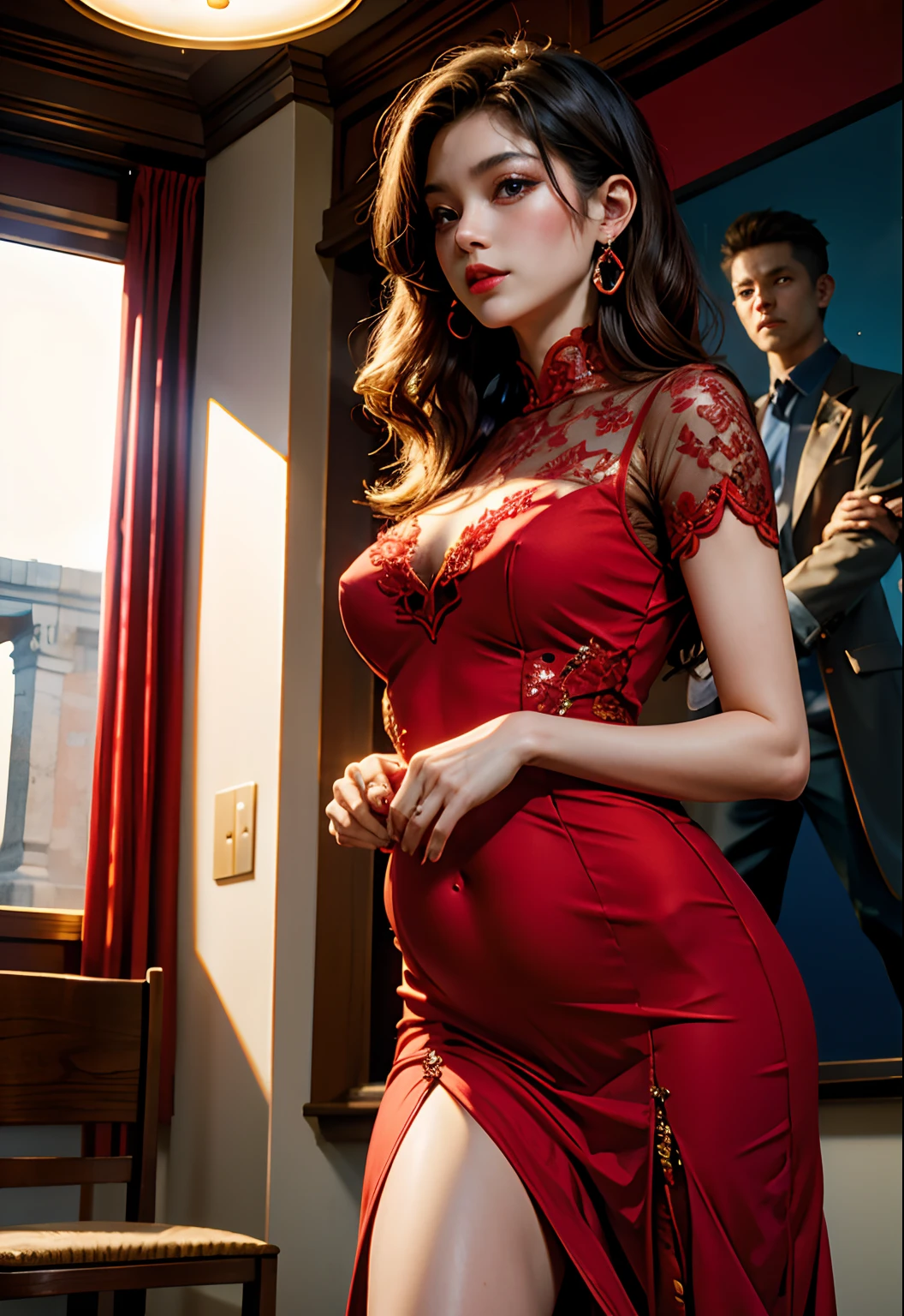 UHD, ​masterpiece, Red dress, ren, Duan, maternal