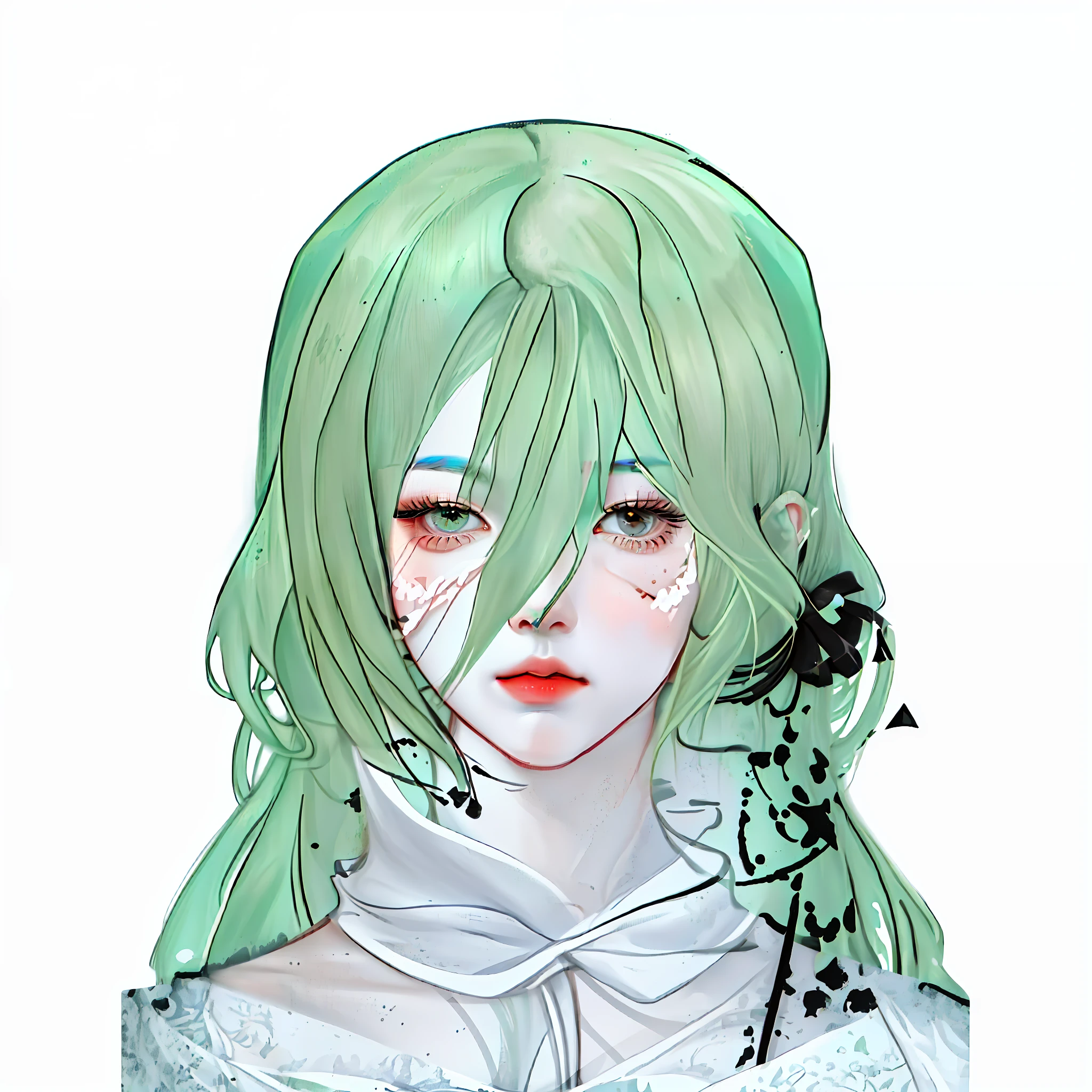 hyper HD，8K，HighestQuali，tmasterpiece，Textured skin，high detal，Long light green hair，Garlands worn on the hair，Black eyes，Gorgeous long dress，Medieval costumes，Ultimate beauty and elegance，Extremely Delicately Beautiful。