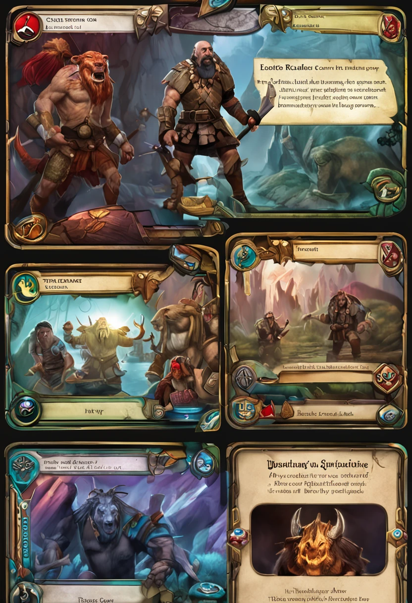"Trades of the Ancients: a visually stunning trading card game template design with vibrant and eye-catching colors, intricate and meticulously crafted details that bring each card to life. Explore the realms of fantasy, collect powerful creatures, and engage in epic battles. Unleash your strategic prowess and immerse yourself in a world of unlimited possibilities."