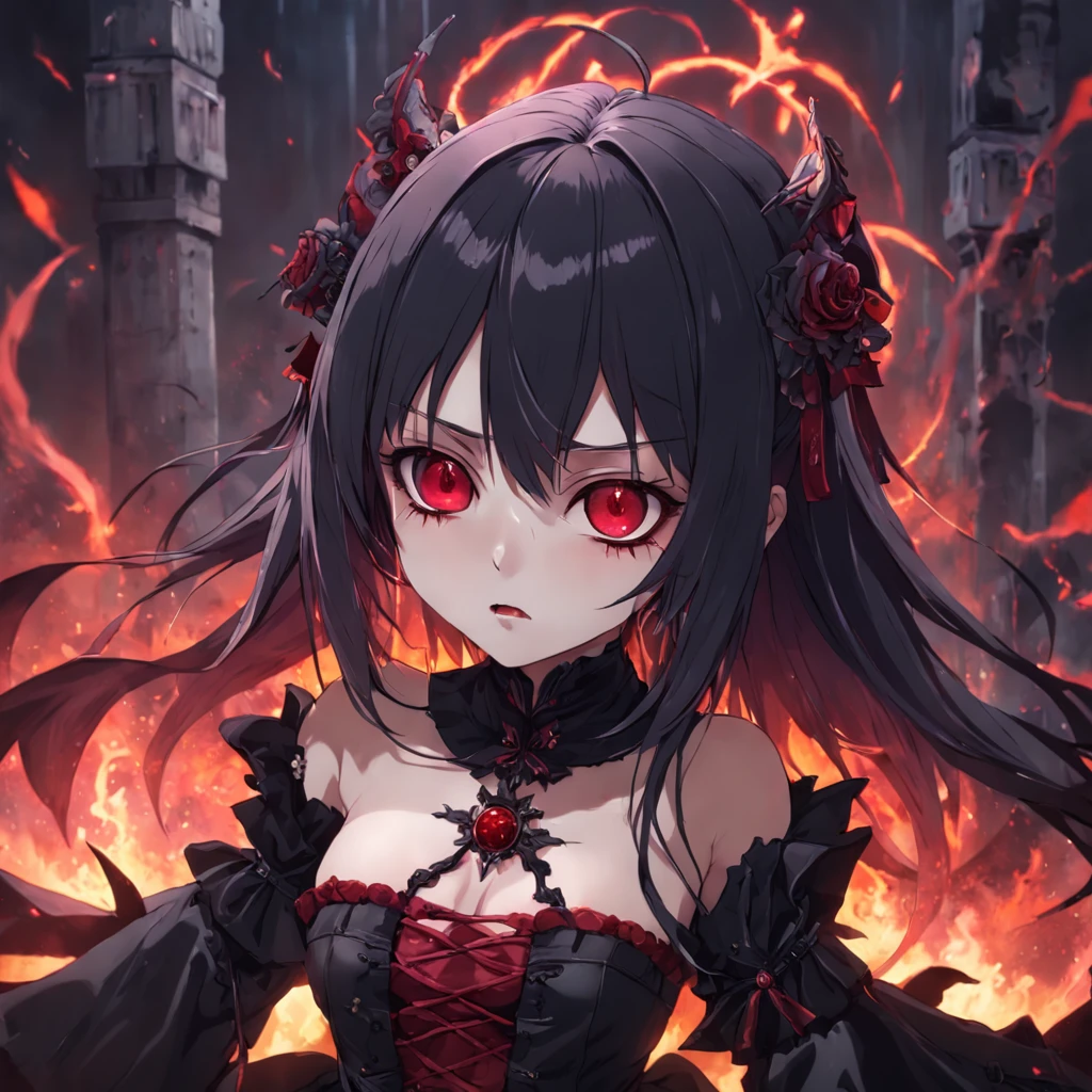 masterpiece Chibi Gothic Vampire doll,  Blood Masacre, , blood sparks, pycho Smile, detailed and intrincicate, hd