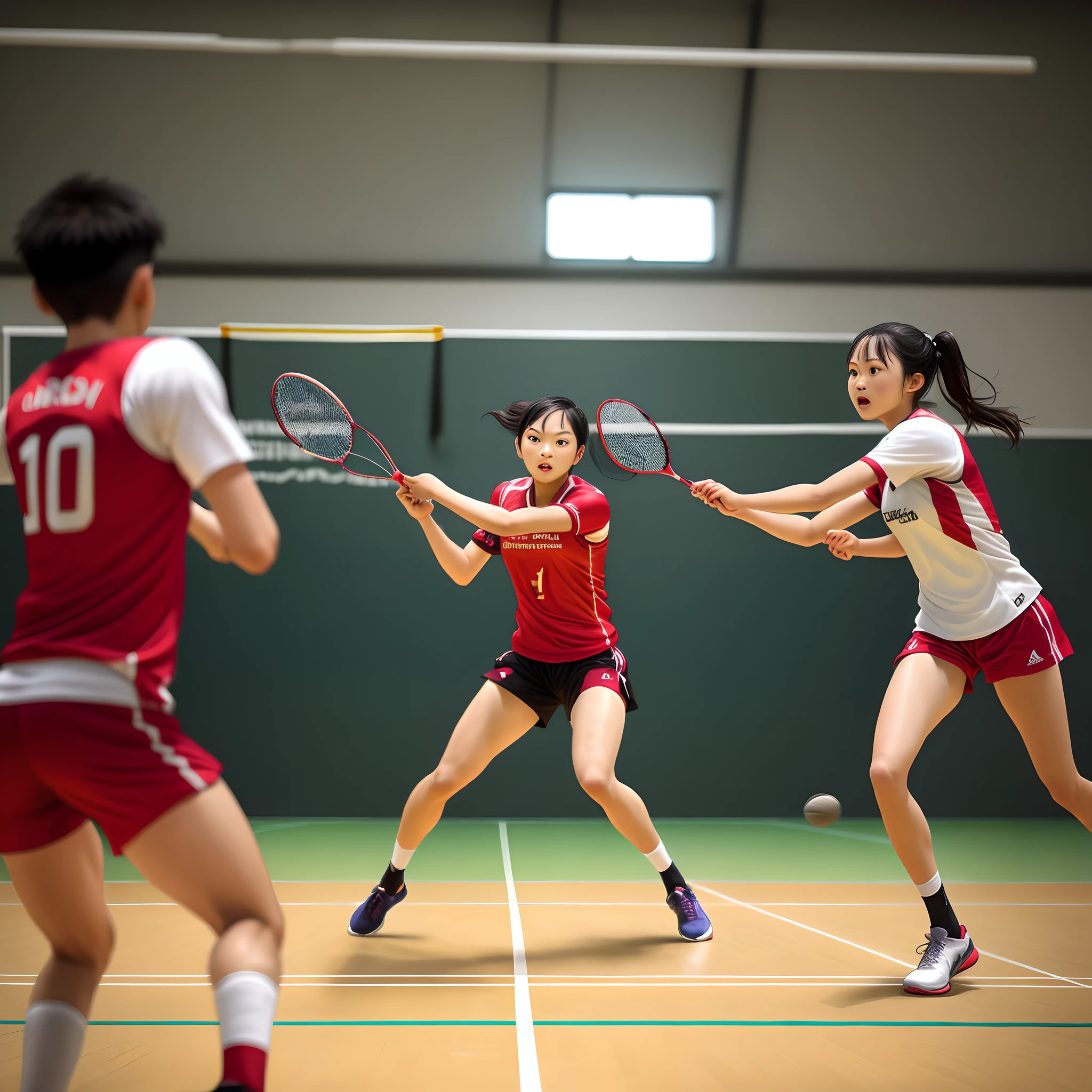 Sports students play badminton