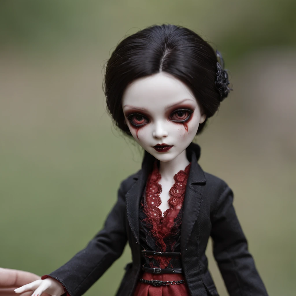 masterpiece Chibi Gothic Vampire doll, Blood Masacre, , blood sparks, pycho Smile, detailed and intrincicate, hd