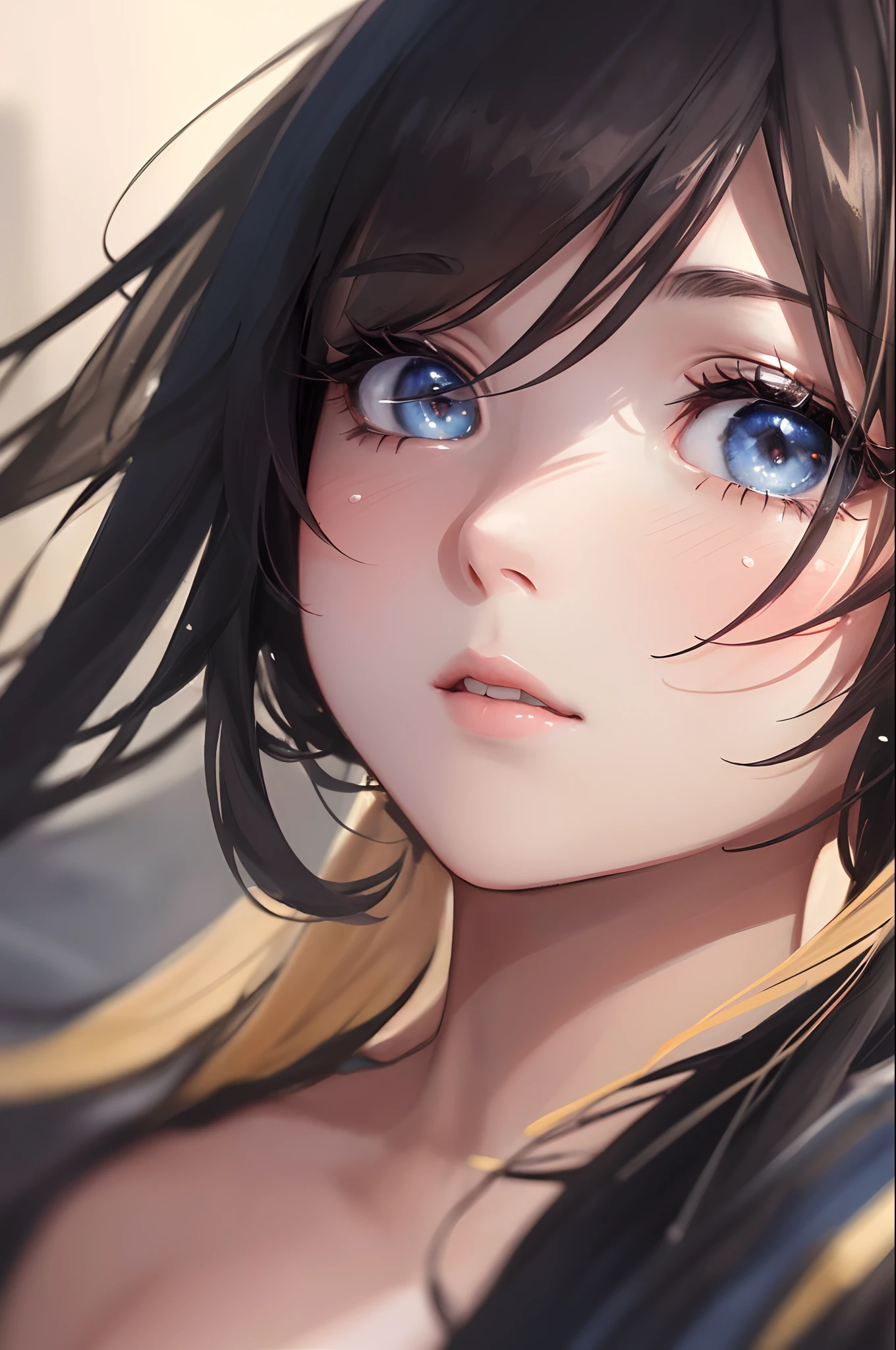 a beautiful woman in white dress, anime style, 8k, jewelry, blue eyes, braid, earrings, brown hair, twin braids, dress, white dress, long hair, necklace, bangs, mul(eye arts:0.7)(eyes arts:0.7)(uhd 4k eye:1.3)(detailed:1.2)(better hand:1.5)ticolored hair