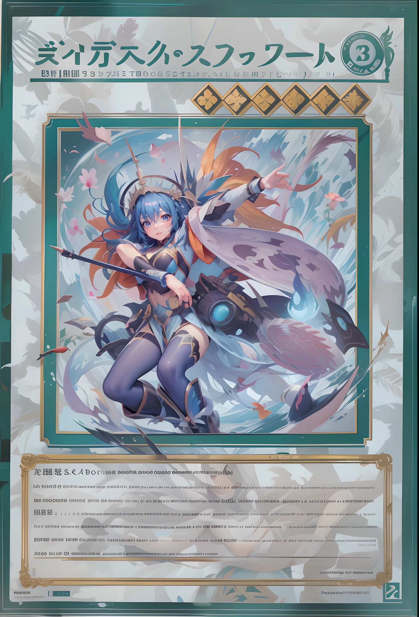 blue long hair,Bigchest,Blue hair,leg loops,on cheongsam,Elf ears,Big ass,Height 1.6 meters,Tall