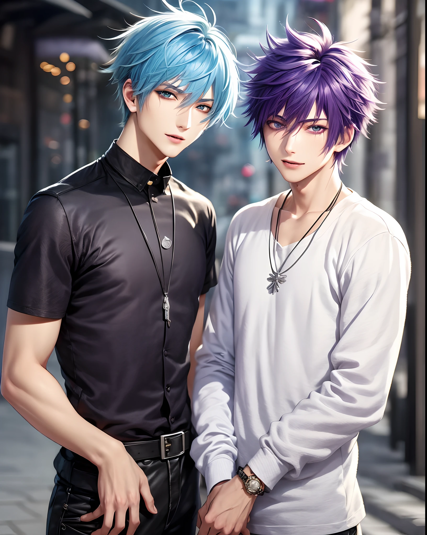 A man with mid-lenght, midnight blue hair that is very messy and unruly. The man has has olive green, big, doe eyes, black drooped bunny ears, lop-eared rabbit demi-human. The man is wearing a beige oversized sweater and black shorts, lithe frame but obviously a man. Fluffy rabbit tail. Anime style. Not overtly feminine, androgynous.