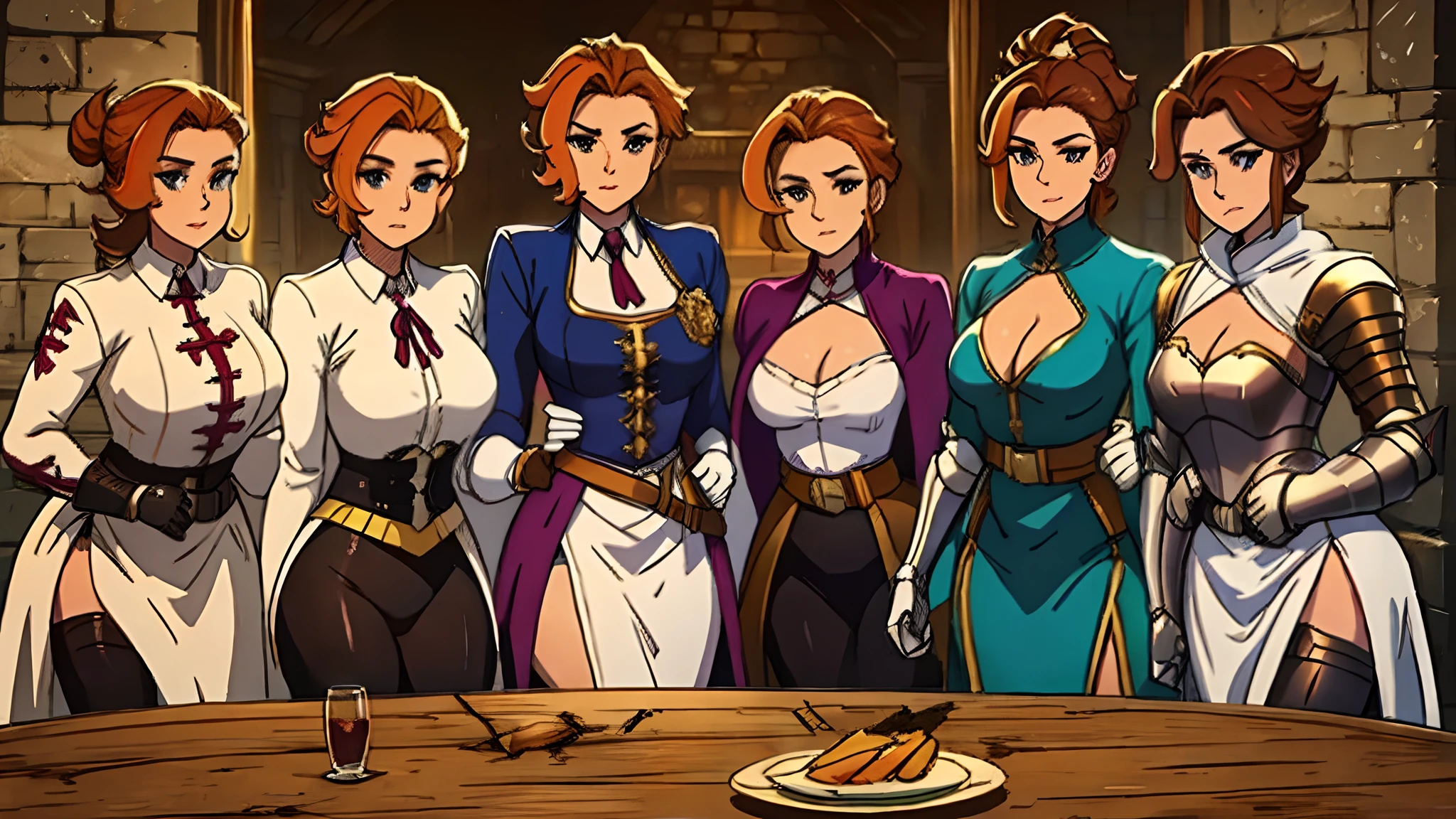 the knights of the round table but all female and showing off their best assets
