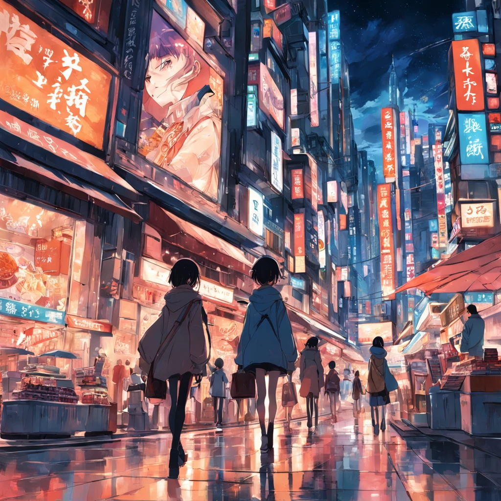 Best Quality, masutepiece, 超A high resolution,The shopping street of the future