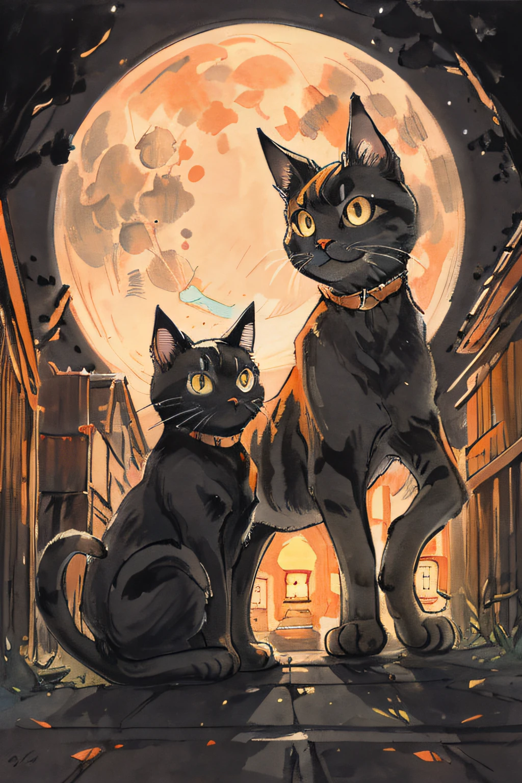Cat,orange,Cute,Big eyes,masutepiece,fullmoon,backstreet