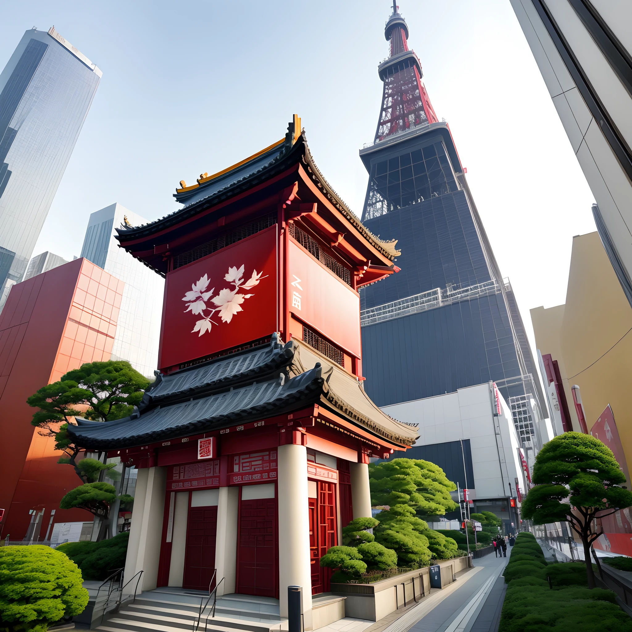 The Chinese flag is planted on the Tokyo Tower
