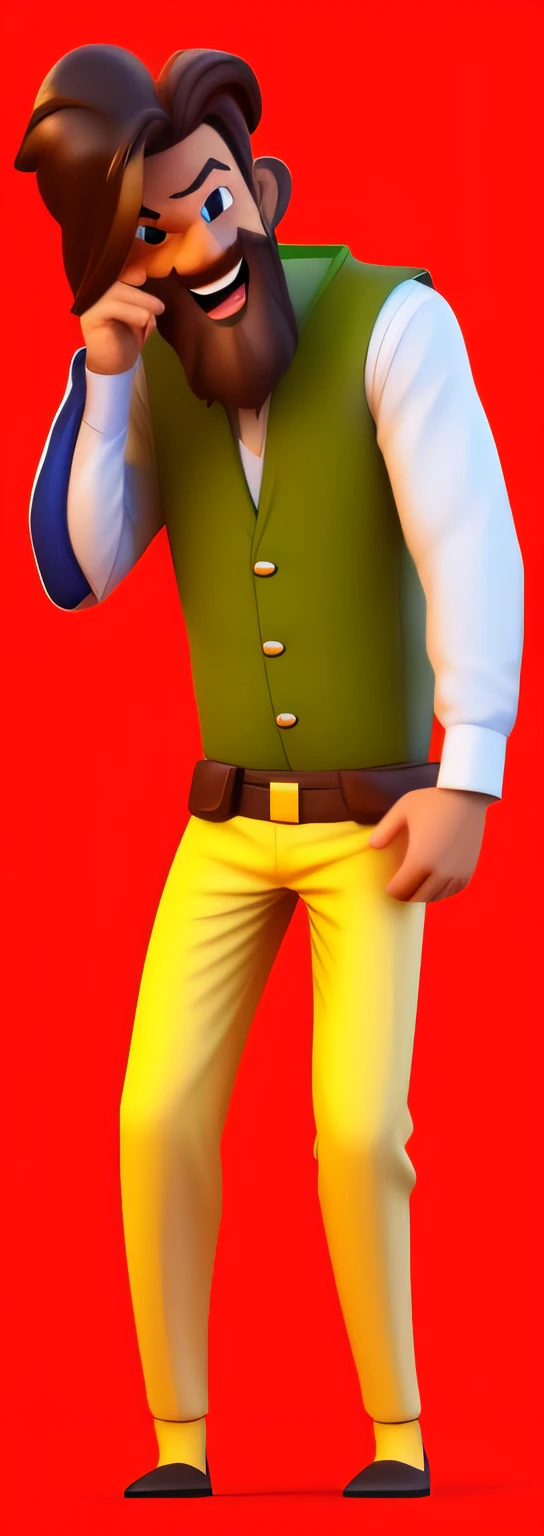Fazer um adesivo estilo Flat em 3D com este personagem sorrindo. Reveal the perfection of the character's facial expression.