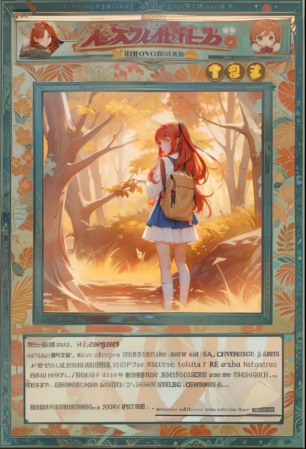 Press the original drawing,Red-haired girl,Normal posture