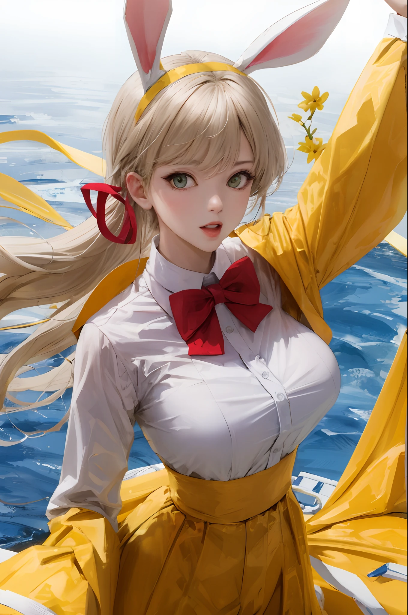 Yellow rabbit busty woman