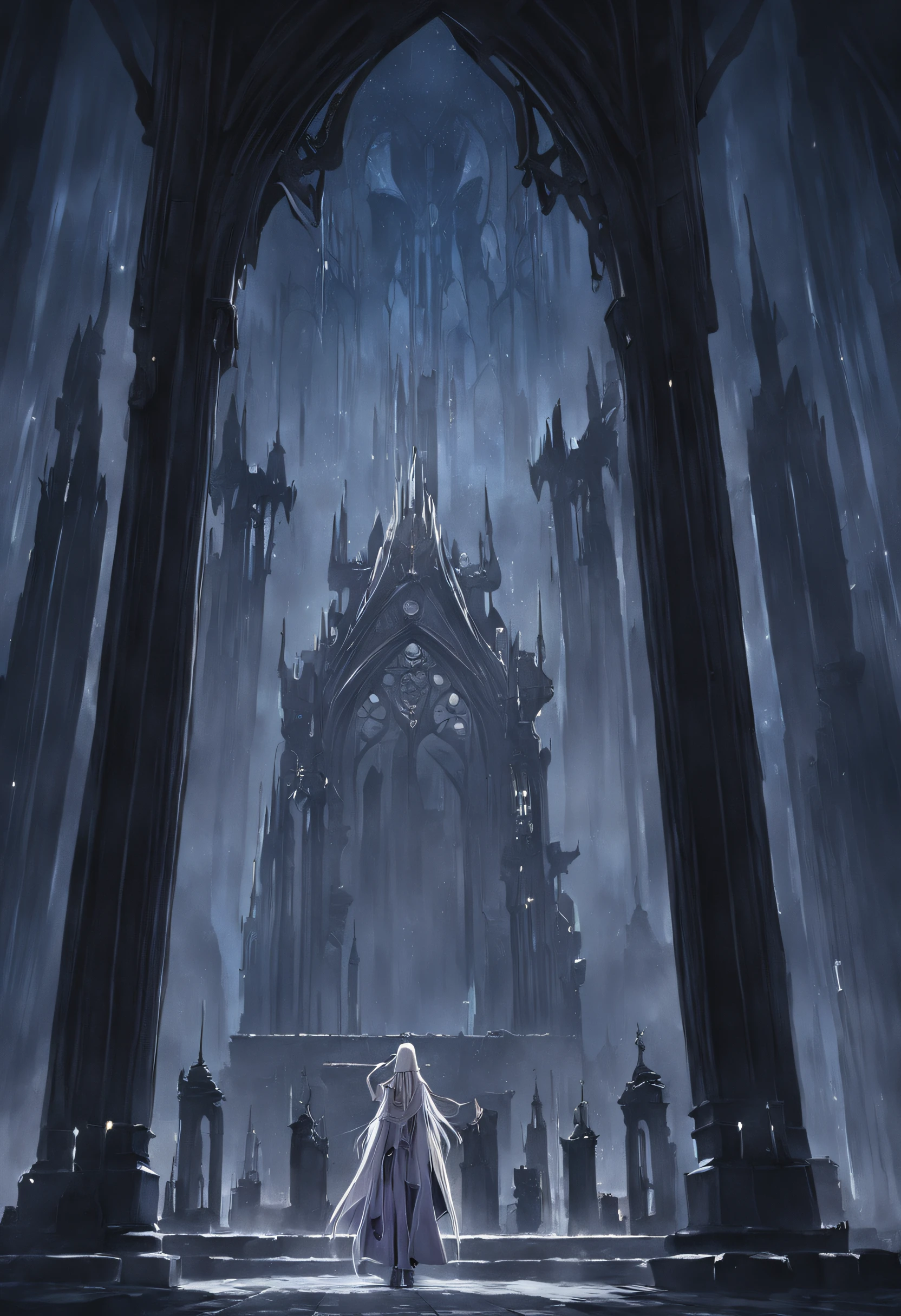 The Gothic City of the Necro is a testament to haunting beauty and creepiness，A testament to civilization's deep reverence for death and the afterlife. Its architecture incorporates a dark aesthetic, intricatedesign, and otherworldly mystery. Below is a visual description:

Cityscape:
As you approach the Gothic Necropolis City, You are greeted by a sprawling metropolis shrouded in eternal twilight. Dark clouds loom overhead, Cast an ethereal glow over the pale and translucent buildings of the city. The cityscape spans the desolate landscape, Towering spires, Ornate arches, and intricate bridges that span gaps between buildings.

architecture:
The building itself is a mix of Gothic and Necromancy styles. turrets, spires, Buttresses adorn the structure, Reach out to the sky like a skeleton finger. These structures are mainly made of darkness, emissive material，It seems to absorb and emit a dim glow, otherworldly glow. The architecture combines grandeur and melancholy, It reflects the duality of the relationship between the dead and the dead.

Mausoleum-style residence:
The dwellings of the city resemble mausoleums, With arched entrances and carvings depicting scenes of death, Rebirth, and cosmic energy. Balconies and terraces are decorated with stone carvings，It seems to come to life in the ever-changing twilight, Cast eerie shadows on the streets below.