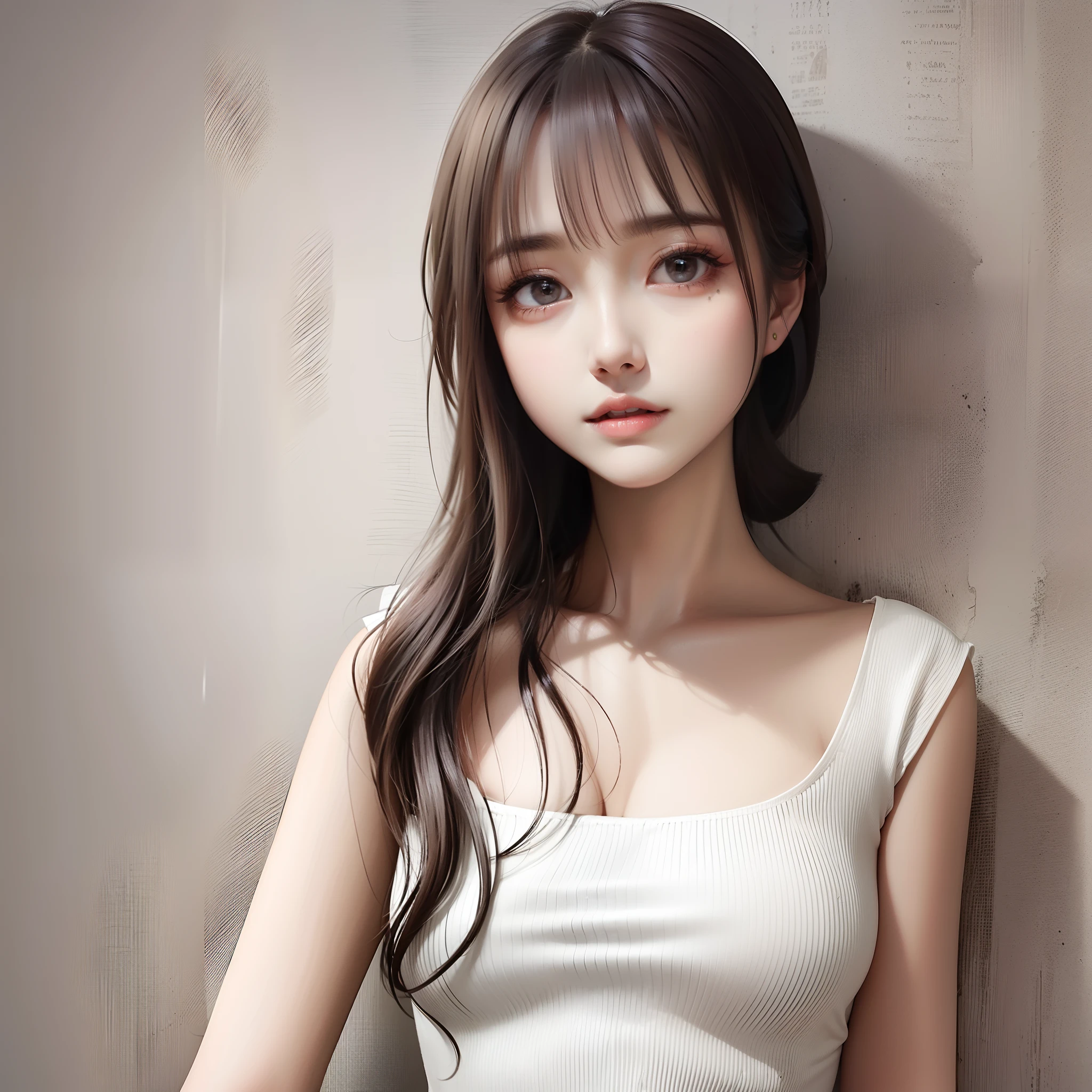 Beautiful white and shining skin、Chestnut-colored hair that changes with the light、Long bangs between the eyes that block vision、Cheek gloss highlight、The most beautiful face in the world、Small Face Beauty、Golden Ratio、full body shot、Beautiful woman、Ample breasts、thin、Waistline、Please open your mouth a little、alone、sexy、blouse、Pencil Skirt、Black Stockings、High heels、Great restaurant、table、night、 Perfect Anatomy、 (((Thin waist))), ((Big Breasts)),