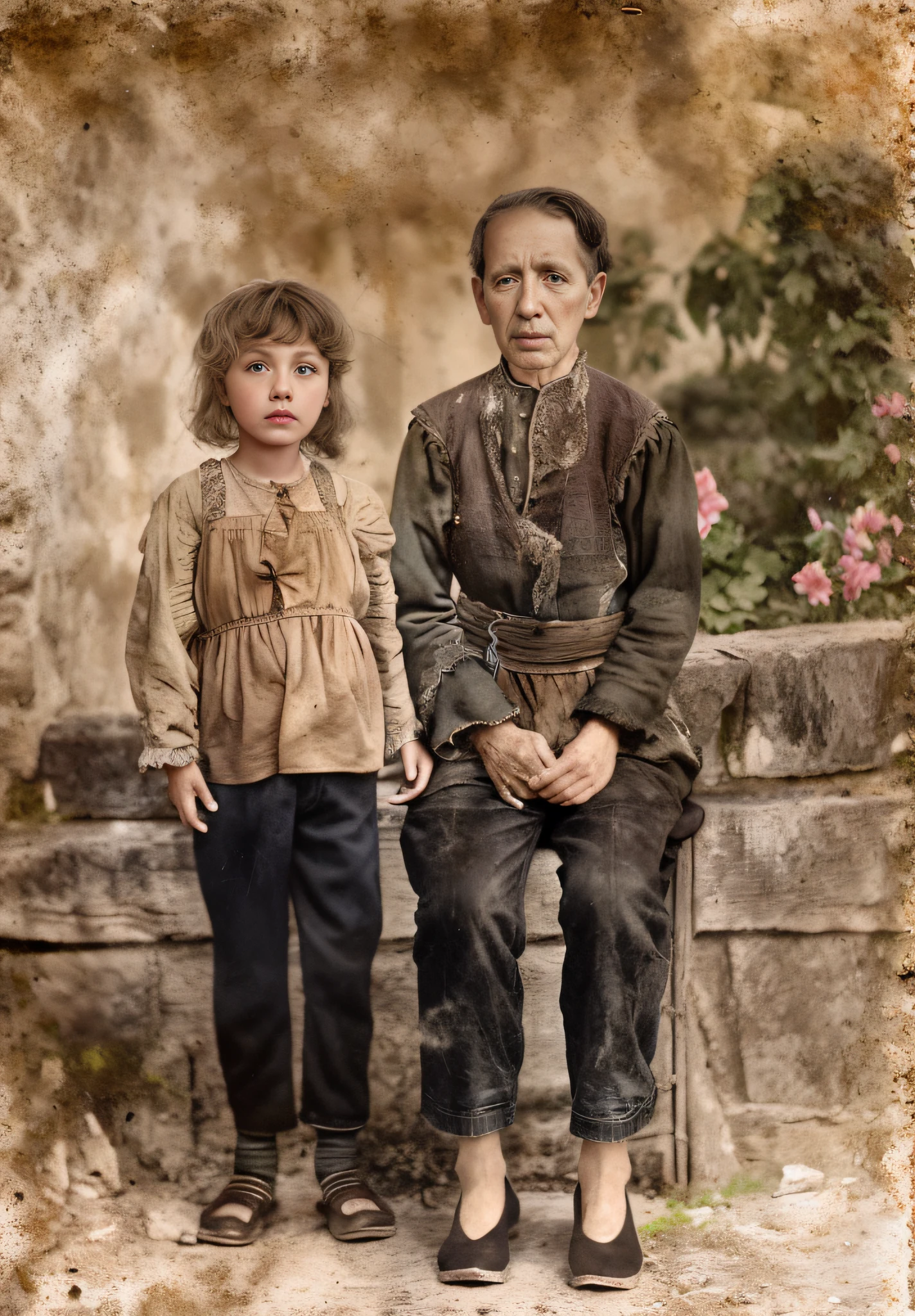 coloured photo, old color photo, coloured photo, old color photo, coloured photo, Hands - colored, color restoration, restored photo, aged photo, old style photo, coloured background, portrait of two people, digital restoration, a color, realistic old photograph, realistic old photograph, grainy damaged photo, a color