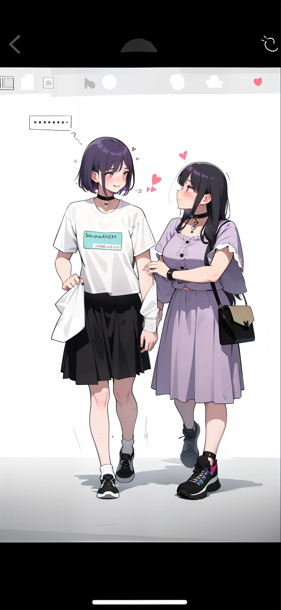 1girll,Heart-shaped pupils,finger nails,hand on own face,White hair,Purple eyes,(Blush:1.1),choker necklace,Upper body,Trembling,Sweat,drops of sweat,Heart,(speed-line:1.1),Medium breasts, ((rough breath:1.3)), Love, Heart, Crop top, cheerfulness, Smile