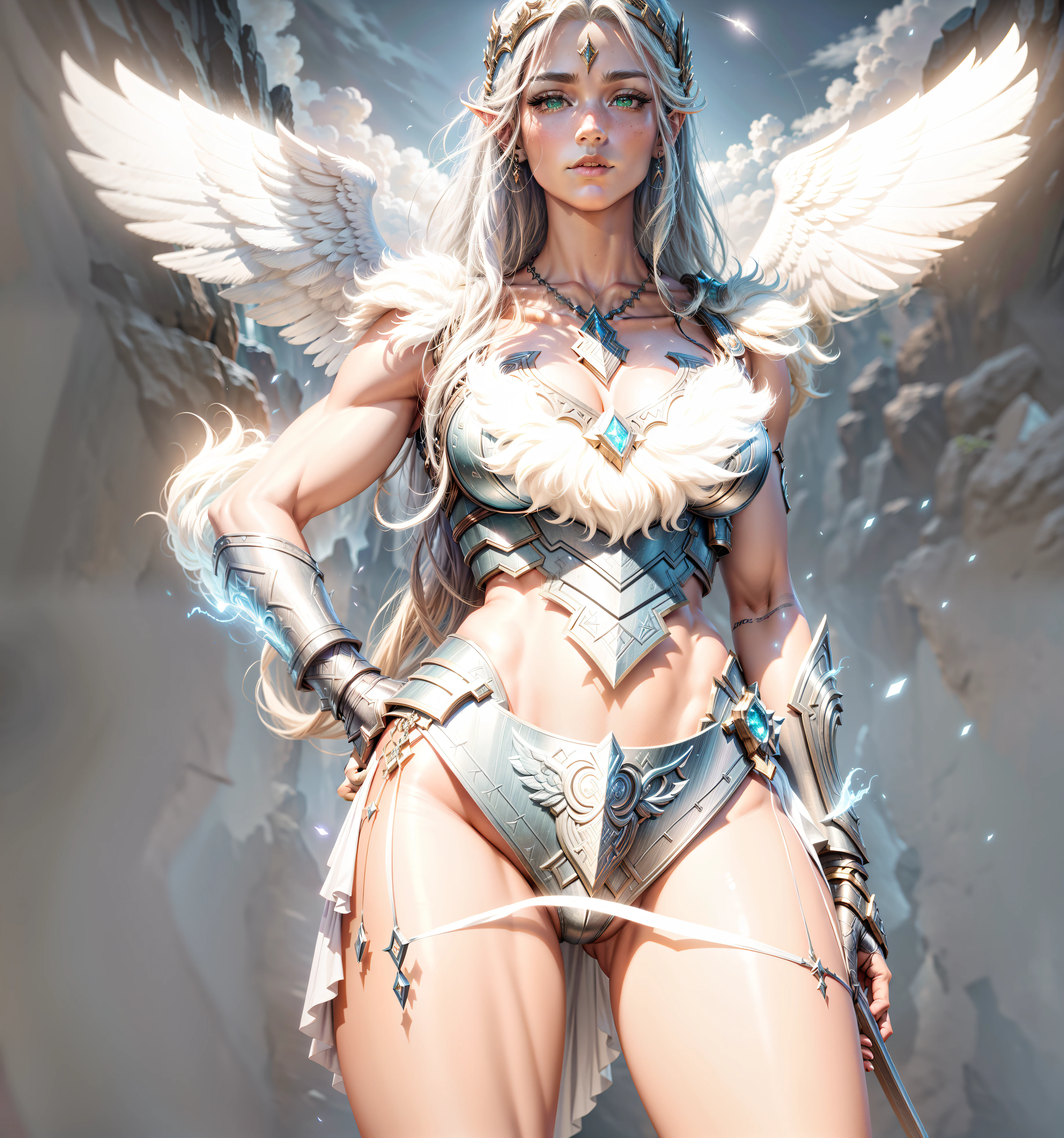 Asgard，valkyrie，Senhora Cavaleiro，Anatomia correta，epic fantasy digital art，tmasterpiece，8k，high-definition resolution，desenho detalhado，Qulidade Superior，, Epic composition,