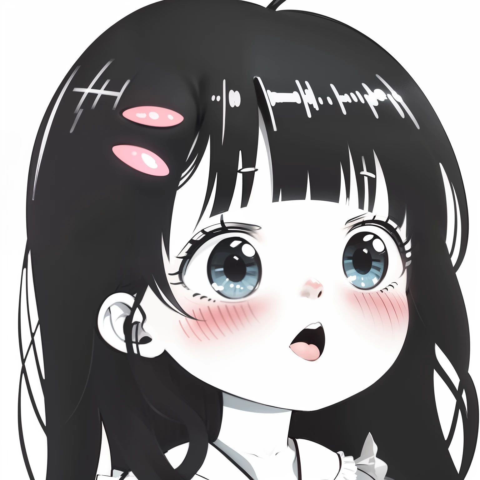 cartoony,quadratic element,Lori huge breasts cleavage,Moe Moe,black andwhite,adolable,