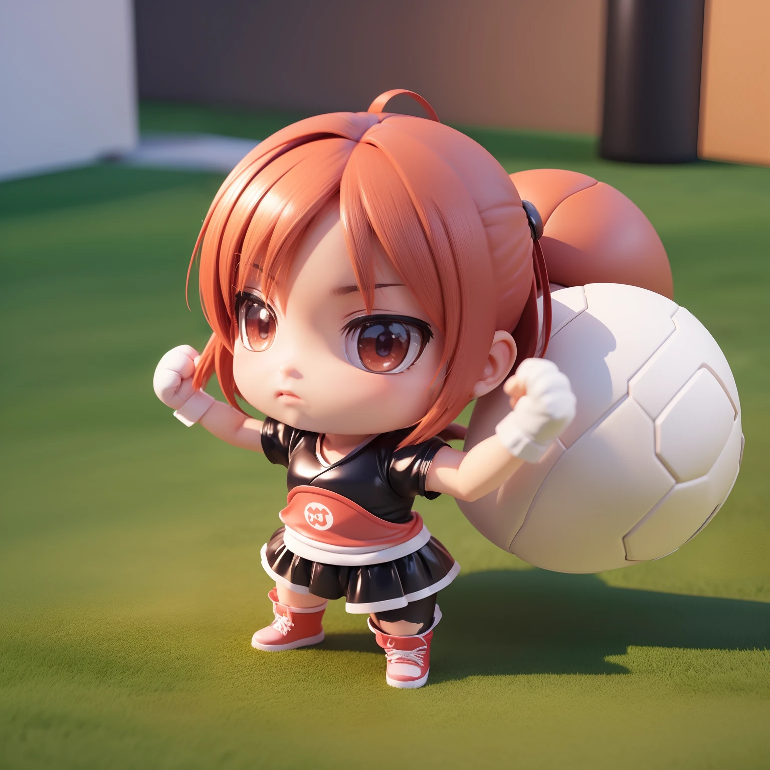 (((chibi 3d))) (Best Quality), (masutepiece) Chibi Anime Deformed Style,Boxing alone🥊🥊,fitness,grass field,Big Red Full Moon