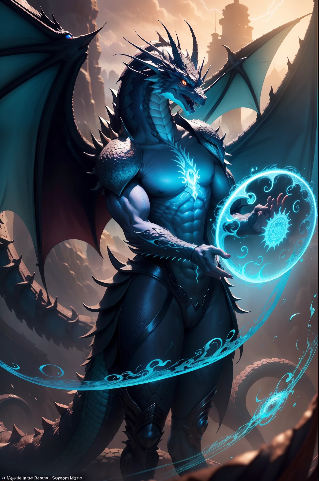 Create a work depicting the appearance of an amazingly cool dragon with the maximum amount of magic circles spread in the world. This dragon has an overwhelming presence with its dignified posture and the energy that flows from the magic circle. Its scales reflect magical light, and the wind traces the formation magic and resounds pleasantly. In this scene, the mystical fusion of the strength of the dragon and the enchantment of enchantment is depicted in a beautiful, captivating landscape. Please enjoy the story of the cool dragon whether you have a relationship. Use your creativity to create extreme fantasy worlds. looking forward to it