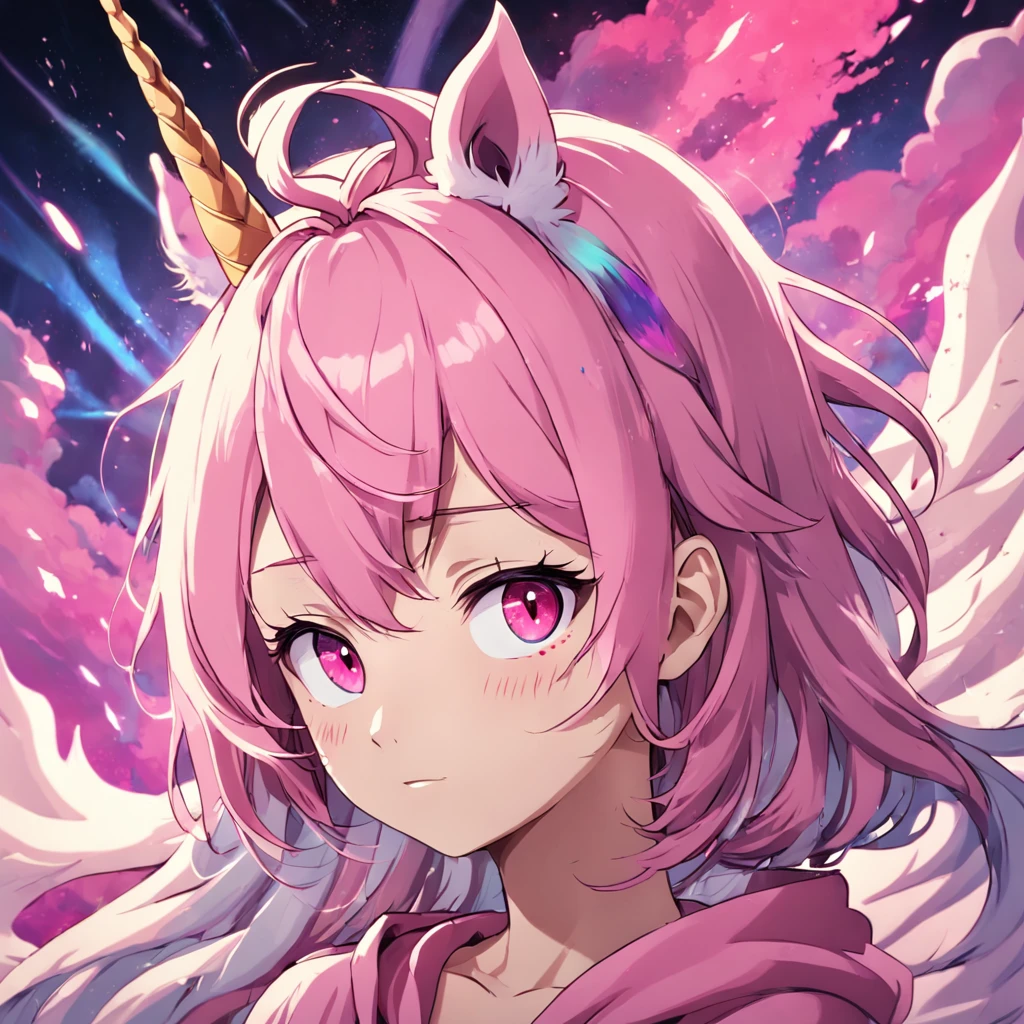 Pink unicorn gaming head logo png