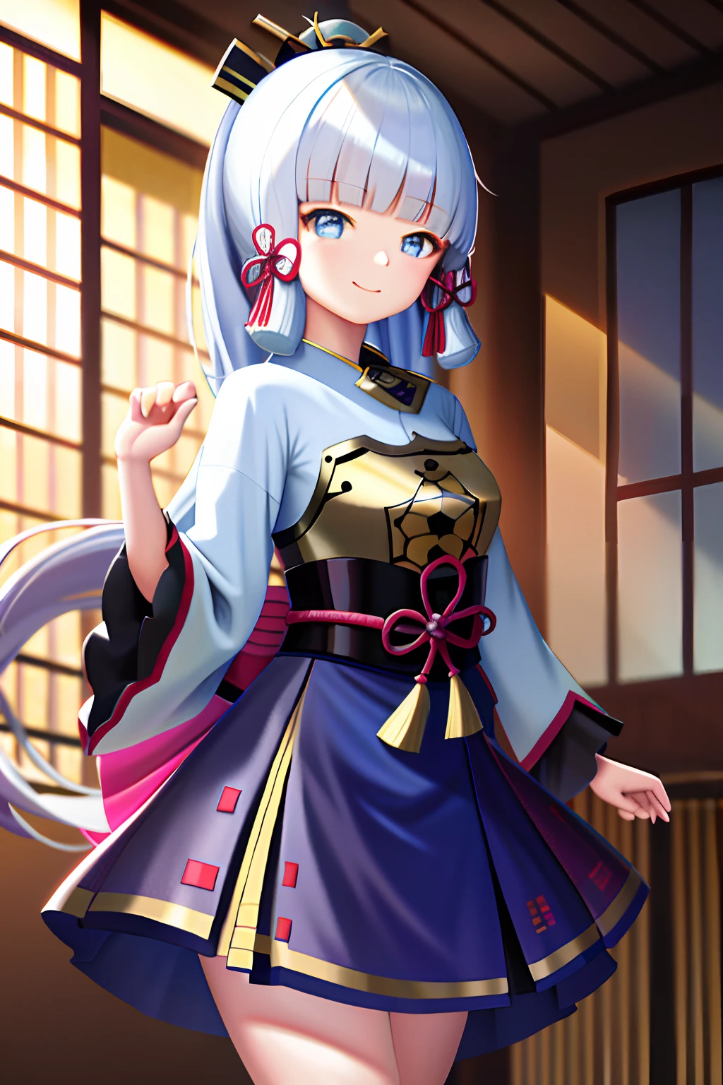 masterpiece, highres, best quality, 1girl solo, kamisato_ayaka, smile, kimono