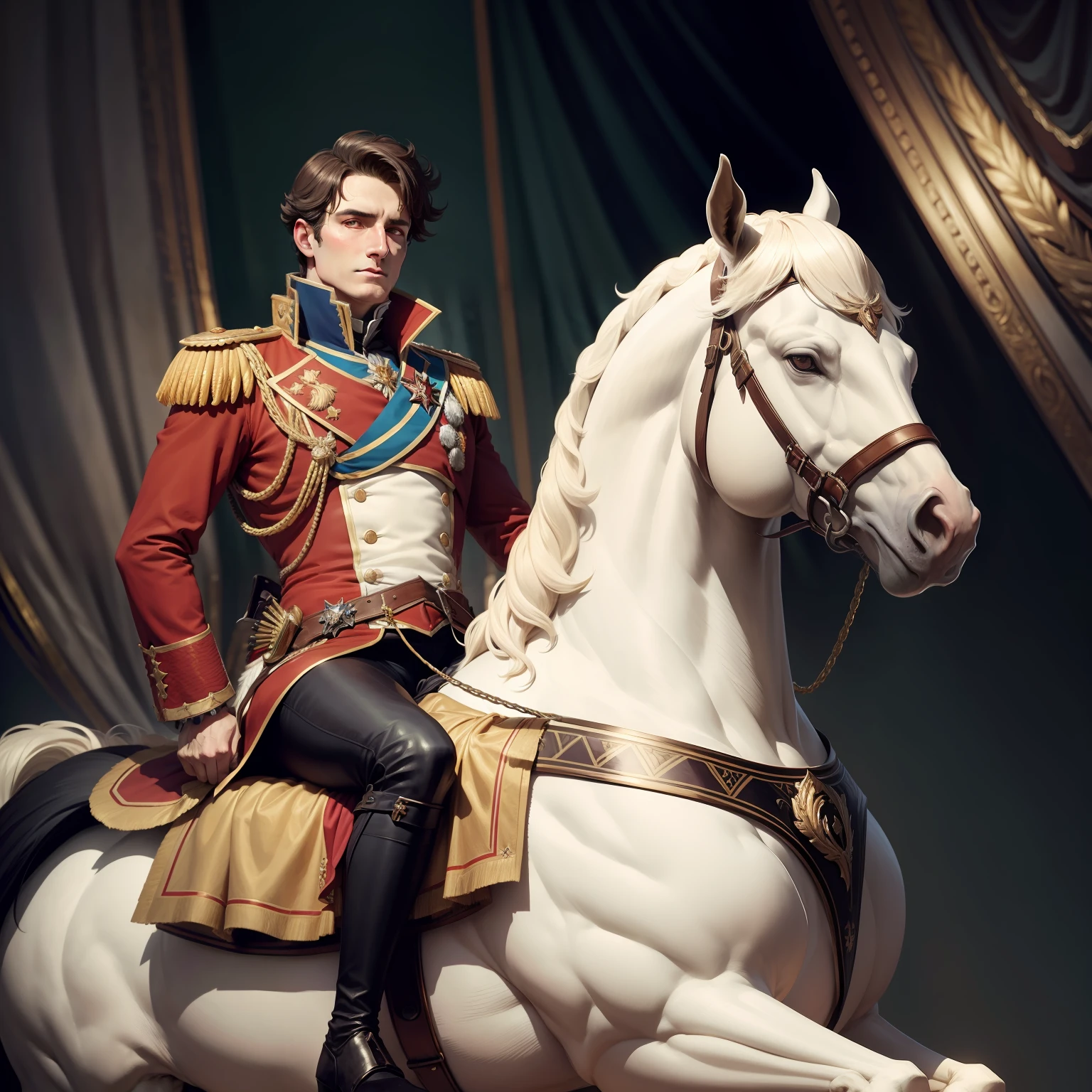 Napoléon Bonaparte on top of his great Legendary horse