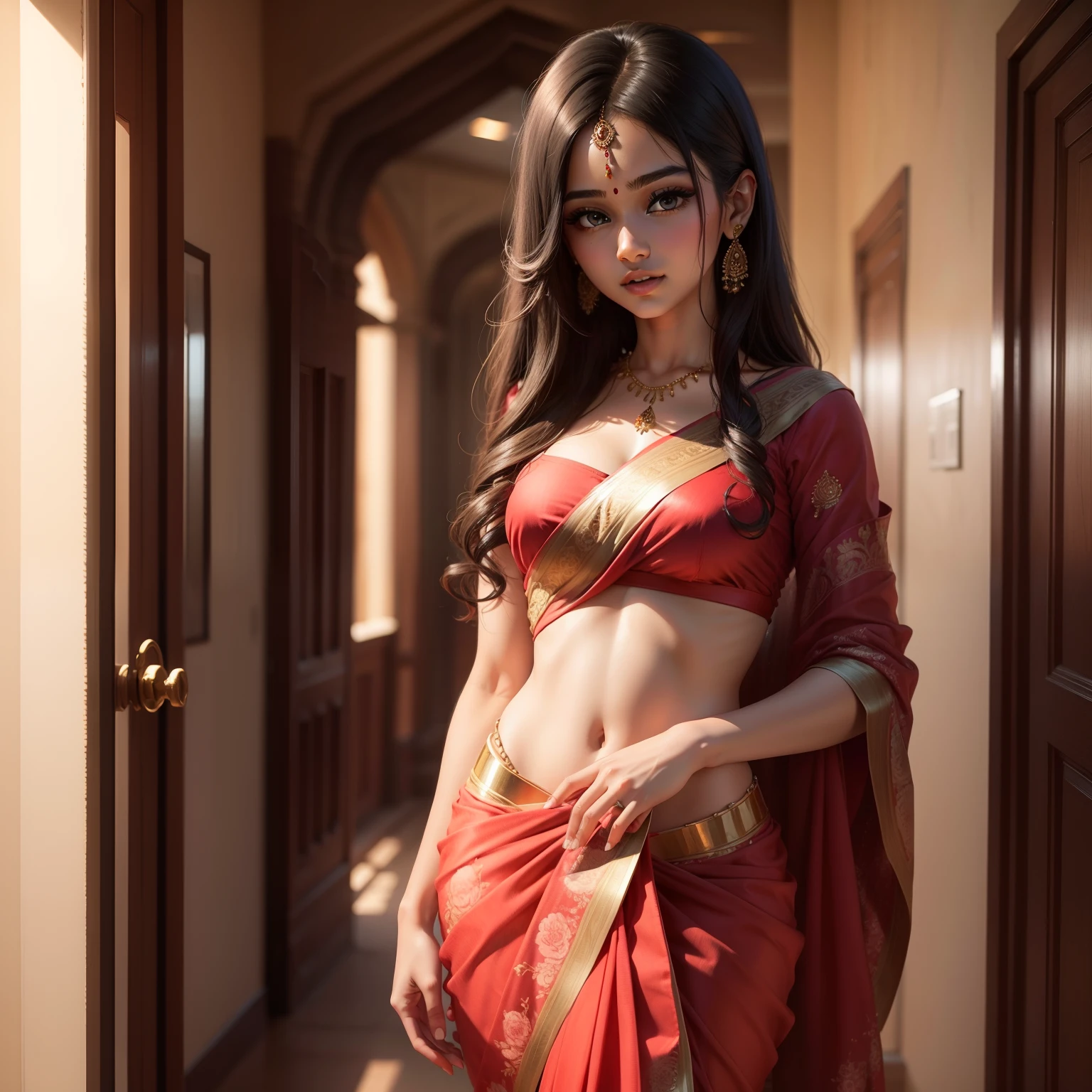 Sexy Indian hot bave wearing hot sare