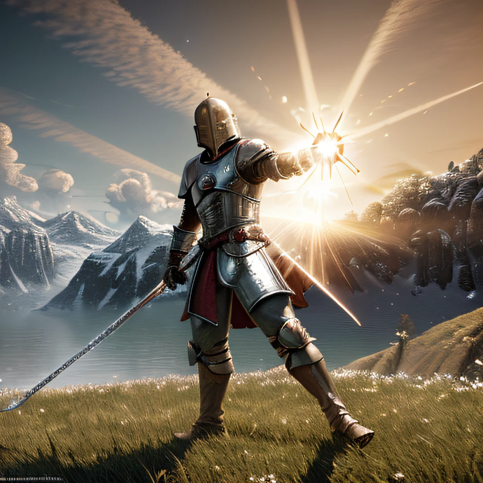 (Masterpiece, ultra-high resolution:1.4), best quality, high quality, highly detailed CG unity 8k wallpaper, depth of field, HDR, photorealistic, highly detailed, intricate, high detail, Cinematic, Hyper-detailed, insane details, Beautifully color graded, (solaire:1.3), praise the sun, dark soul, solaire the knight