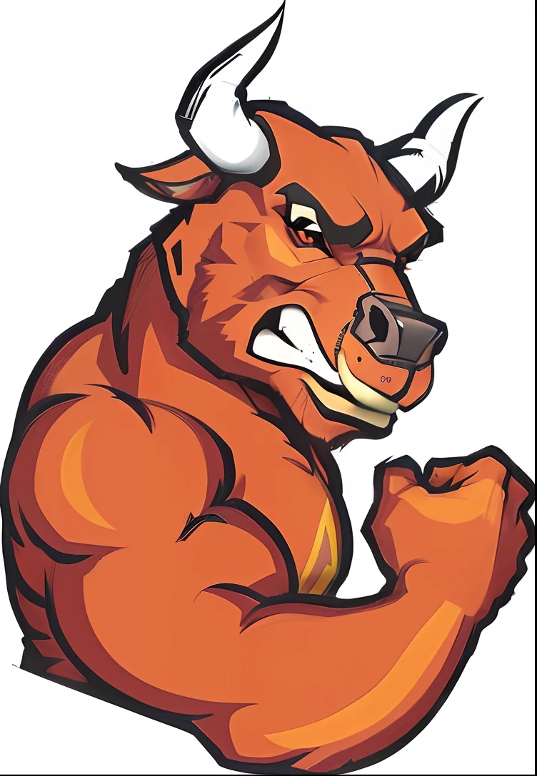 a cartoon bull with a large muscular arm, muscular bull headed man, high school mascot, mascote da equipe esportiva, bull head, mascote esportivo, musculoso, chifres vermelhos, corpulento, Mascot illustration, que se assemelha a um touro\'s, Minotauro, mascote tourodog estilo nba, um lobo Minotauroo, touro, taurus zodiac sign symbol, Chifres!, pitchburn devils