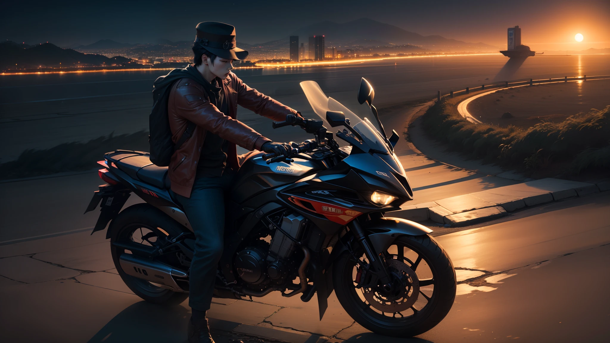 Background is night rode in korea.