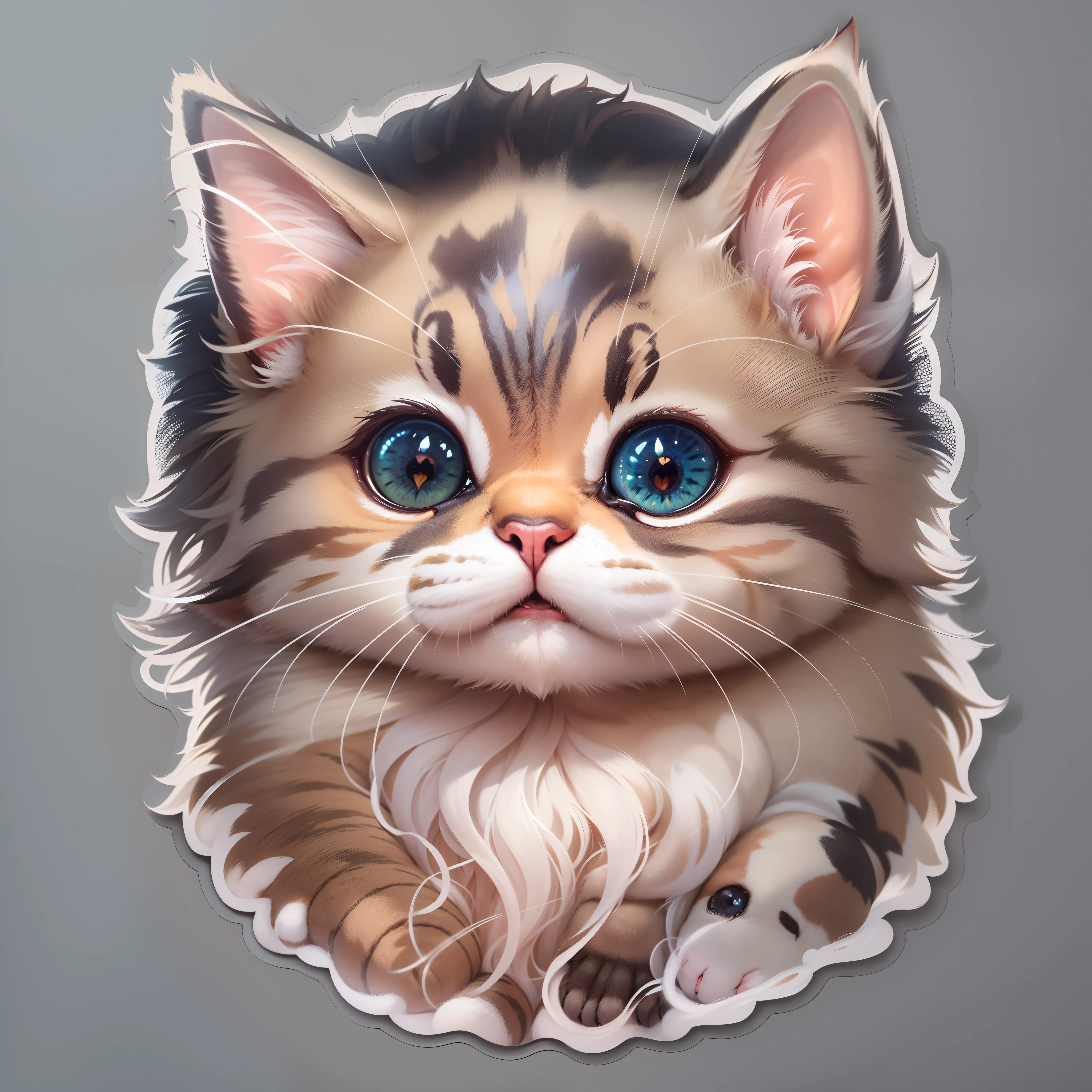 ((a sticker)), Cute cat(masterpiece:1.2), (top-quality), (ultra-detailliert), (8k, 4k, Convoluted), (high detal:1.2),
