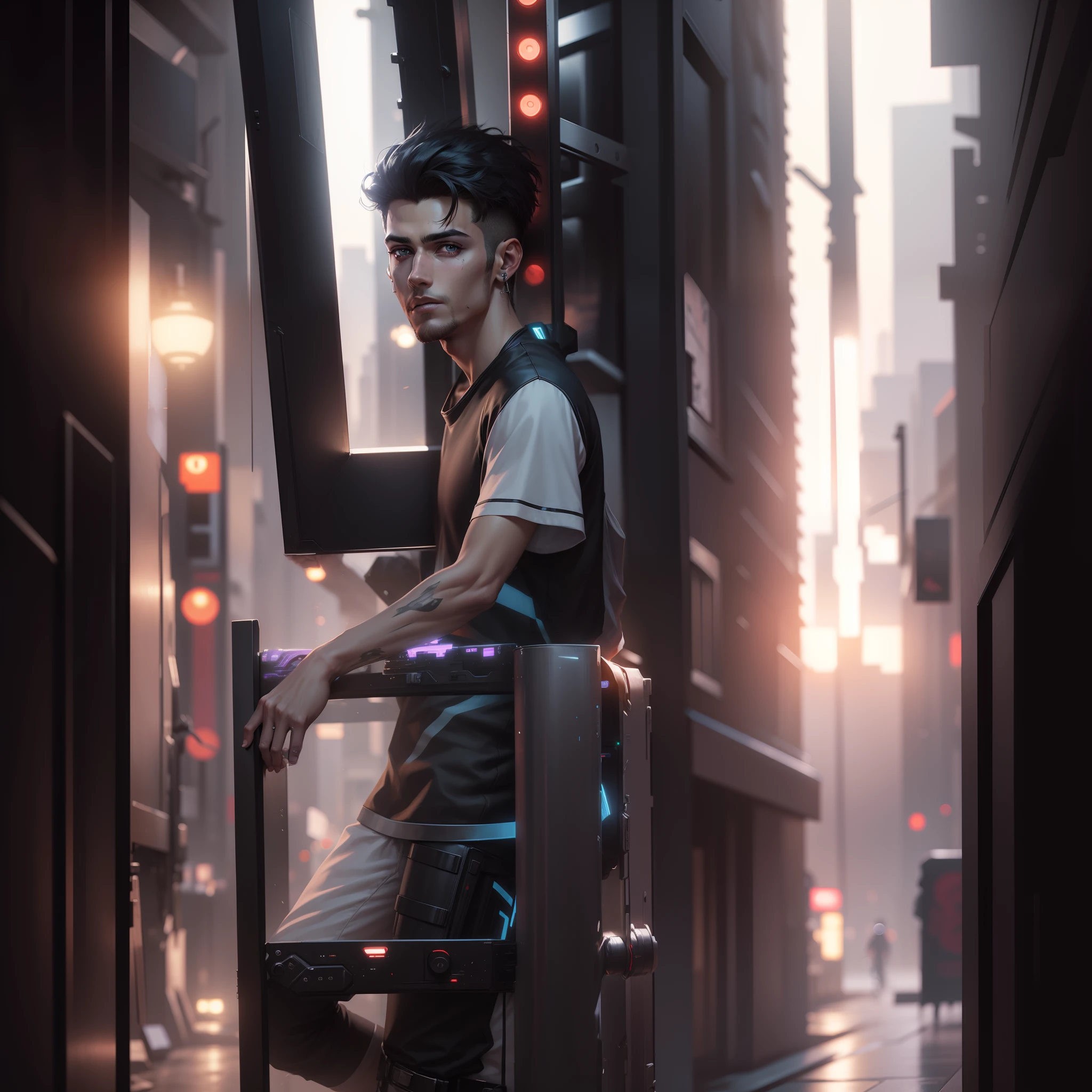 Change background cyberpunk handsome boy realistic face and 8k quality