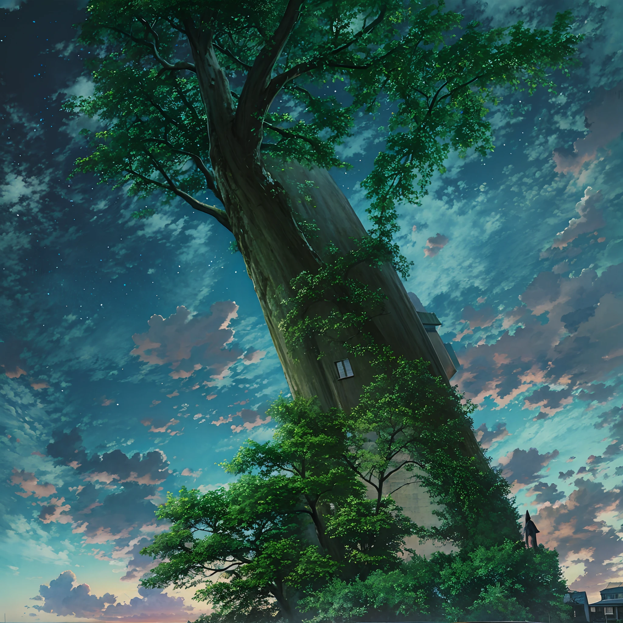 octans、Skysky、stele(Skysky)、landscapes、starrysky、natta、nigh sky、独奏、plein air、Signature、buliding、clouds、milkyway、sitting on、The tree、street、silhuette、A city scape
