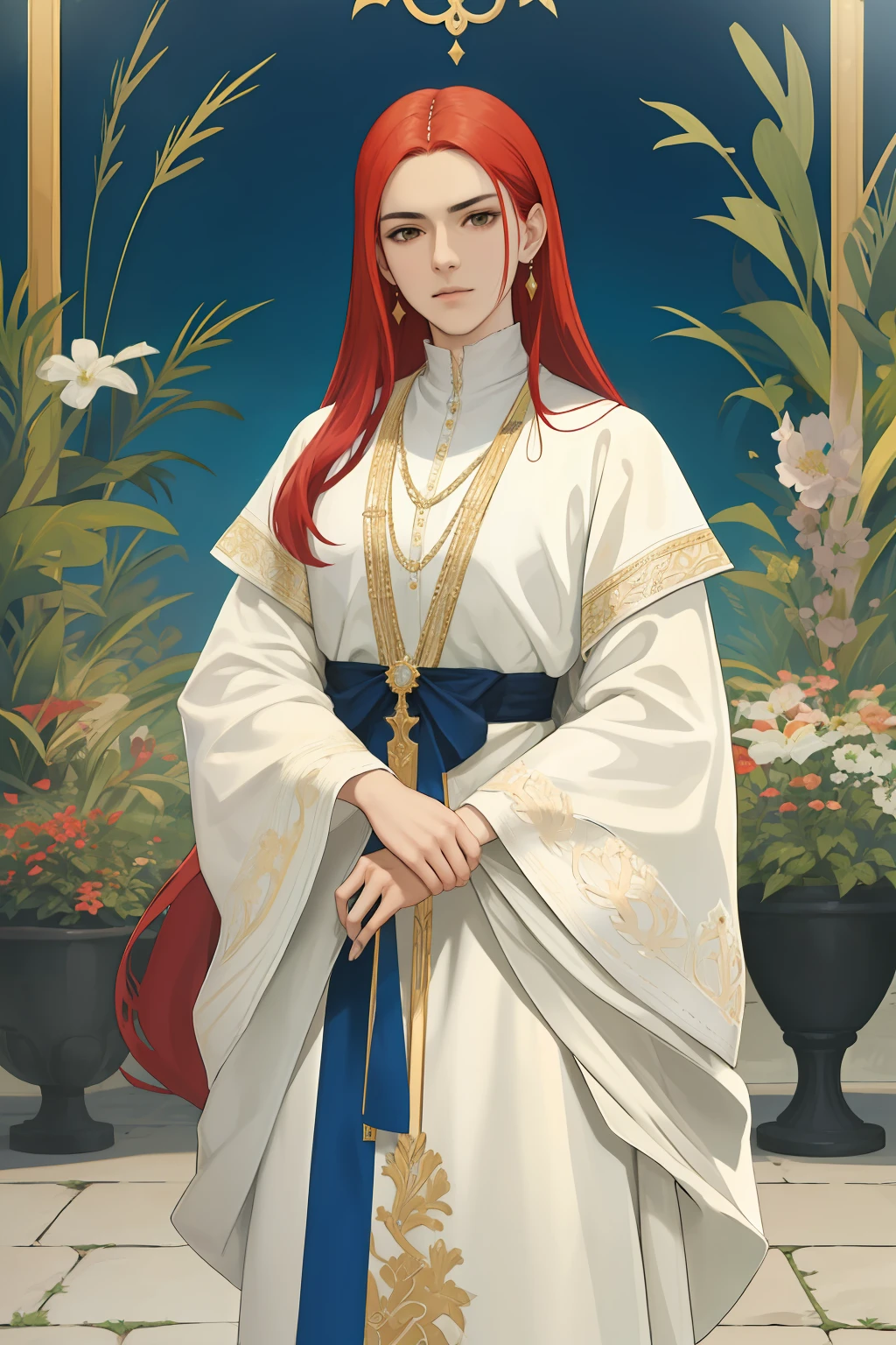 NSFW, obra-prima, melhor qualidade, ultra-detalhado, semi-realista, detailedfacialfeatures,1mulher,Woman wearing clothes from the Ottoman Empire,cabelos compridos vermelhos,olhos verdes,mulher sensual,voluptuosa,seios grandes,bastante feminina,valente,violenta,arrogante,muito bonita,Standing stately holding a Saracen sword,
