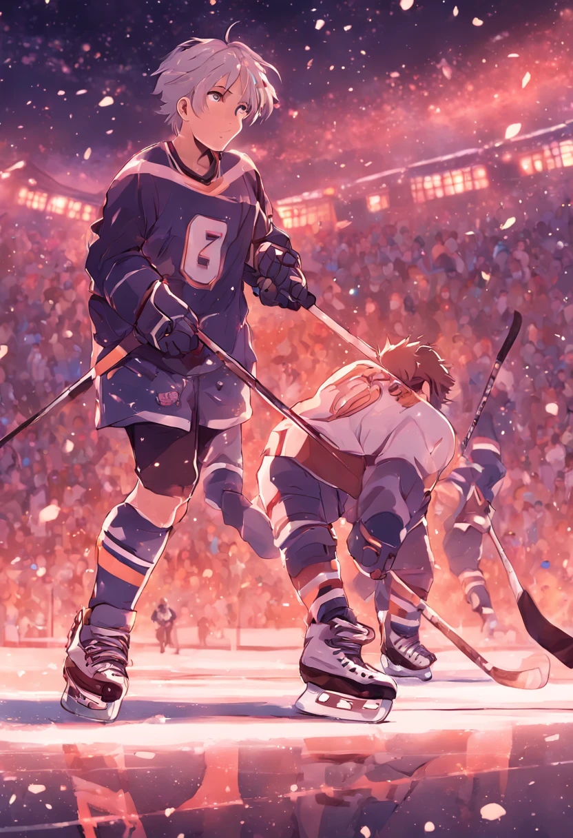 Little-known hockey players play hockey in a ball and tights