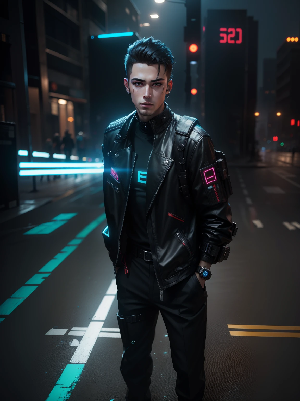 Change background Cyberpunk handsome boy realistic face 8k ultra realistic