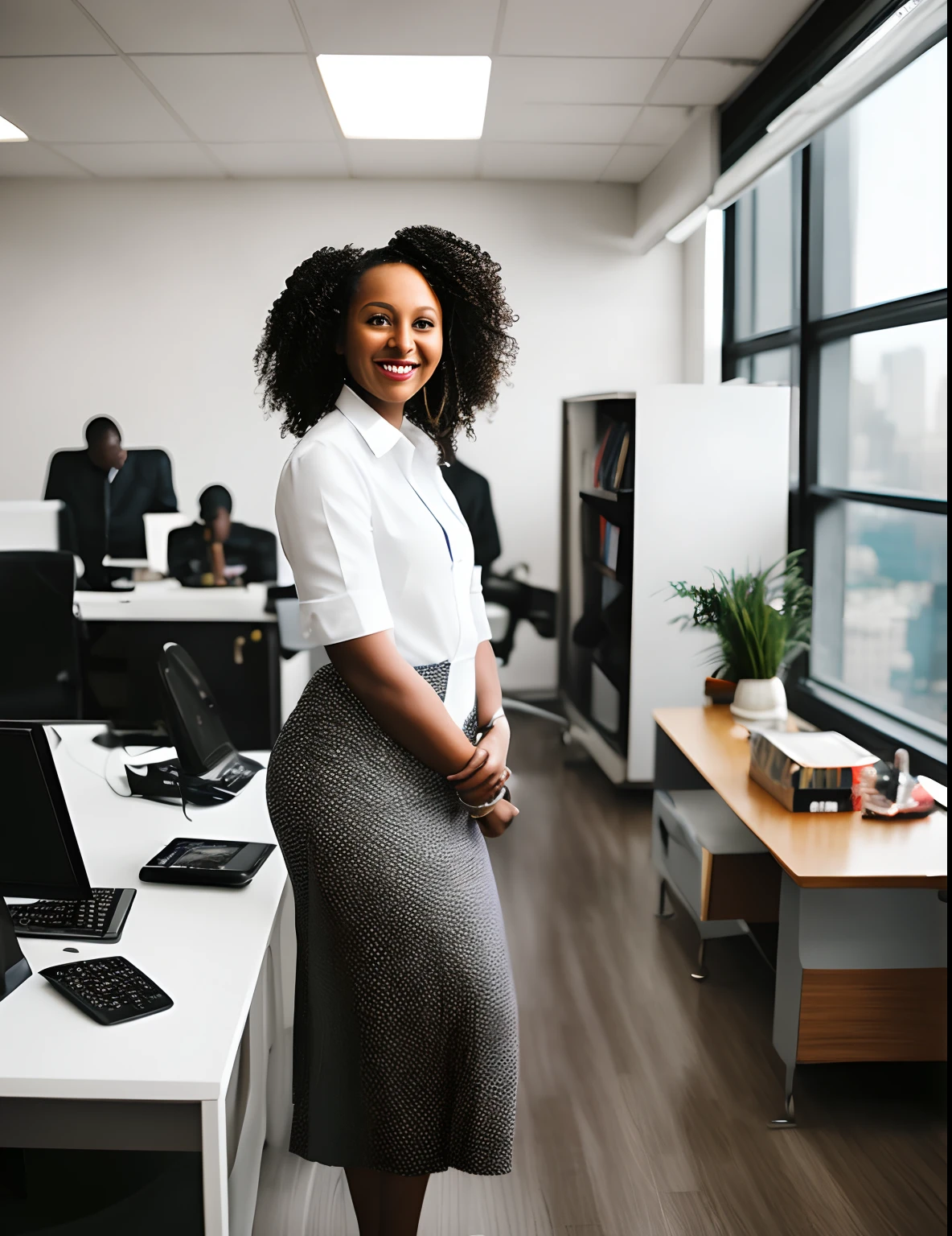 An modern Ethiopian woman in her modern office in New York