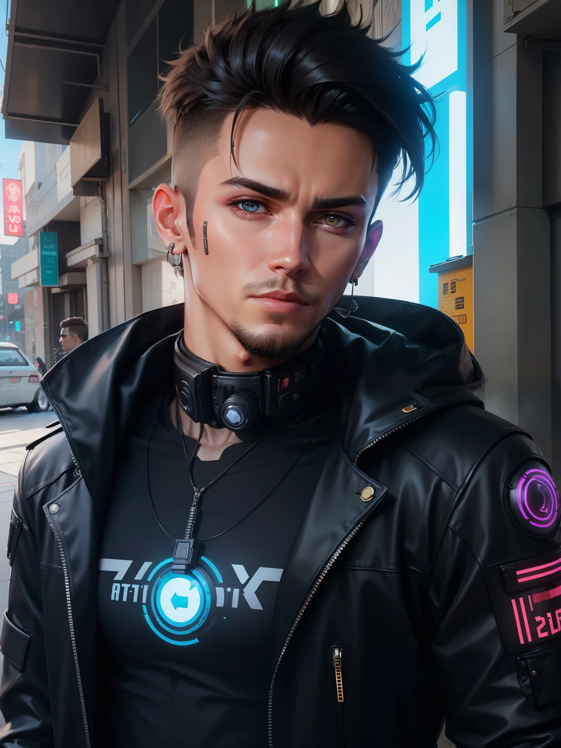 Change background Cyberpunk handsome boy realistic face 8k ultra realistic