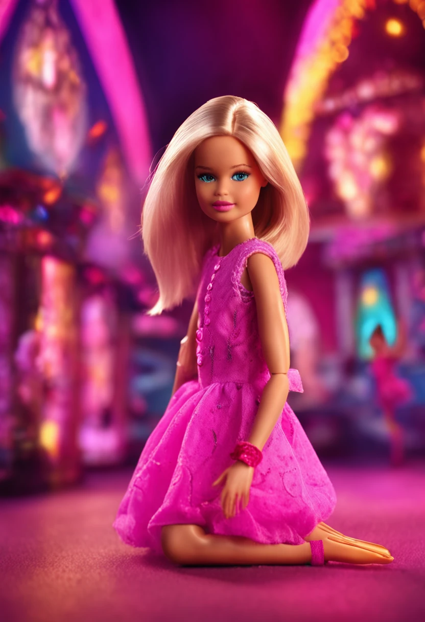 Real child hugging barbie doll