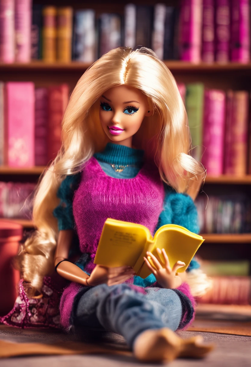 Barbie doll reading books