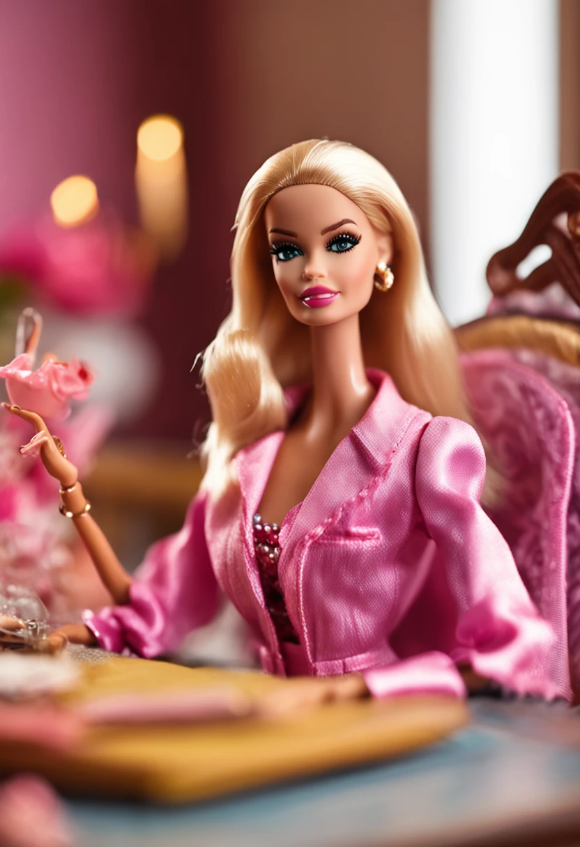 Menina sentada em uma mesa com duas bonecas Barbie e uma mala, boneca Barbie, plastic barbie doll, Barbie, foto comercial do brinquedo, Barbie ou boneca Ken, Retrato da boneca Barbie, fully posable, boneca Barbie anime, Obra-prima da luz brilhante, several dolls in one photo, Figurines, figuras de brinquedos, a mulher segura mais brinquedos, Barbie Ciborgue