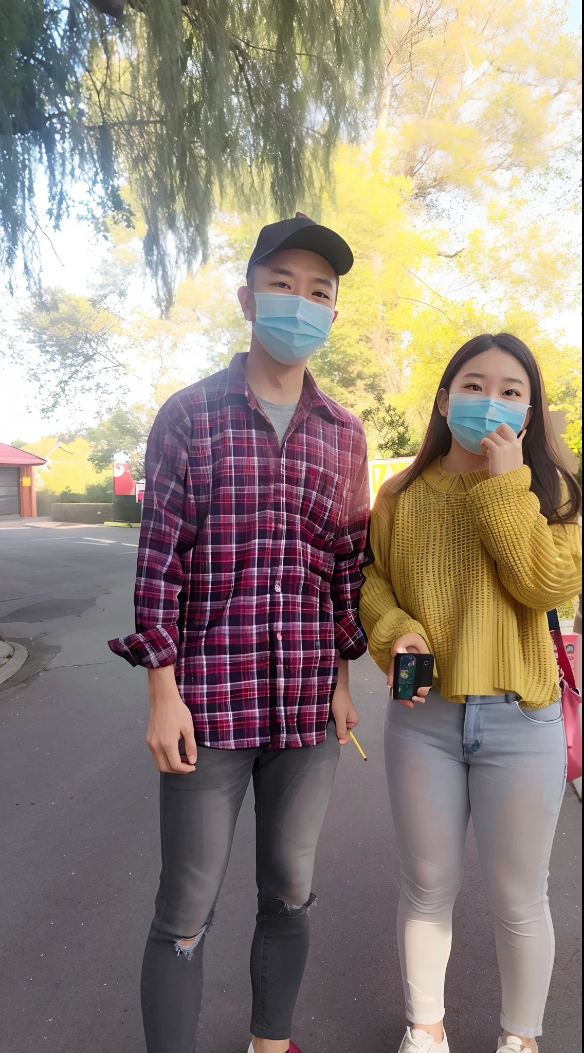 they are wearing masks and standing in the street, wearing facemask, ruan jia and fenghua zhong, surgical mask covering mouth, people are wearing masks, wearing mask, wearing facemask and sunglasses, ruan jia and mandy jurgens, wearing a mask, some of them use gask mask, wearing dirty travelling clothes
