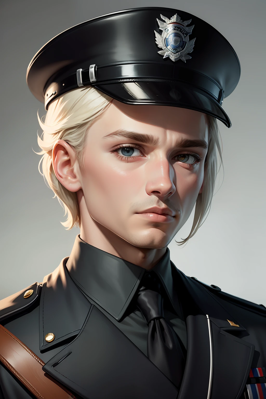 head portrait,boy,police officers,pixal style,adolable