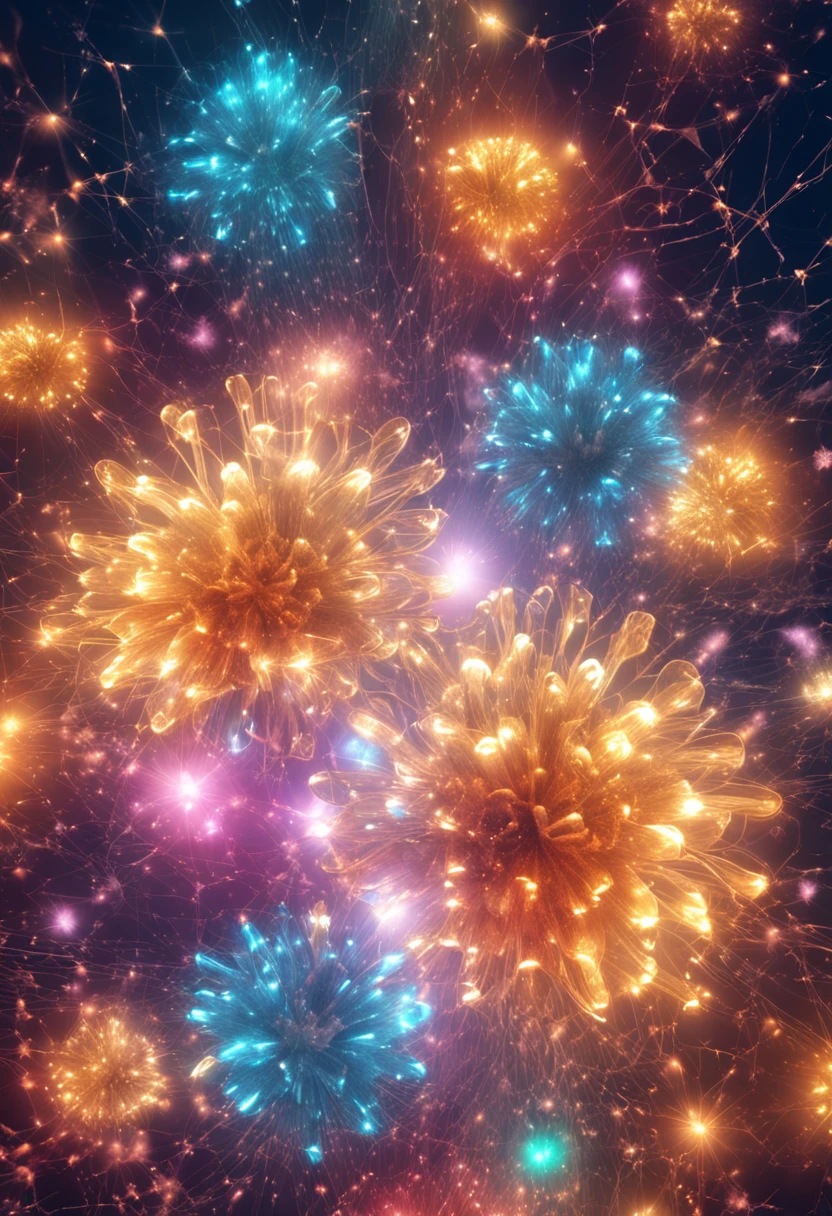 Crystal flowers, fanciful, milky ways, cleanness, sparkling, sparkling, Shining, coloring, magic photography, The lighting is dramatic, Foto realism, ultra - detailed, 4K, depth of fields, A high resolution