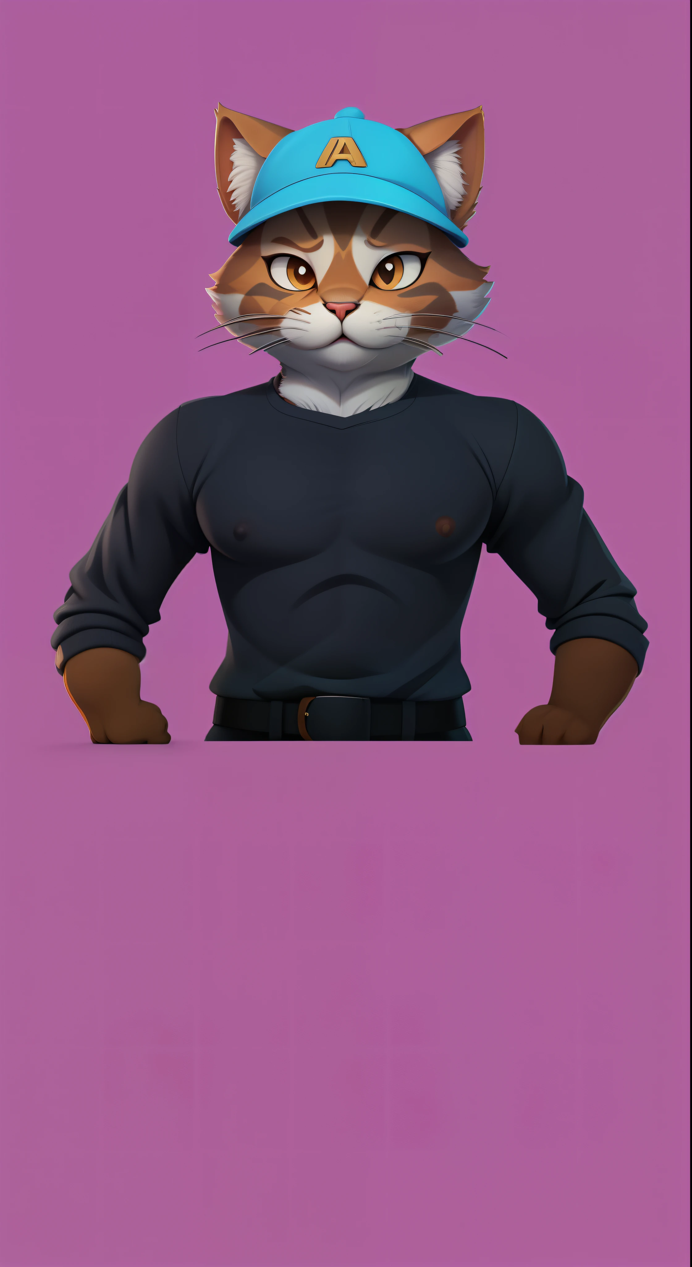 there is a cat with a hat on its head, Retrato de personagem peludo, generic furry style, personagem peludo, sem texto, retrato de corpo inteiro, retrato de personagem de corpo inteiro, Retrato de corpo inteiro do personagem, Retrato de personagem de corpo inteiro, sem linha, !!retrato de corpo inteiro!!, um gato antro, d & d estilo retrato de corpo inteiro, peludo do gato, fursona furry art commission