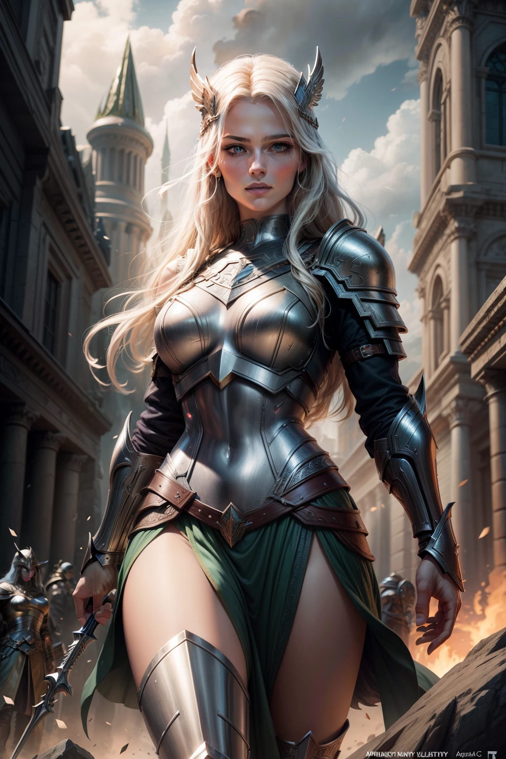 Asgard,Valkyrie,Lady Knight,anatomy correct,epic fantasy digital art,tmasterpiece,8K,high definition resolution,Detailed detail drawing,high qulity,, Epic composition,