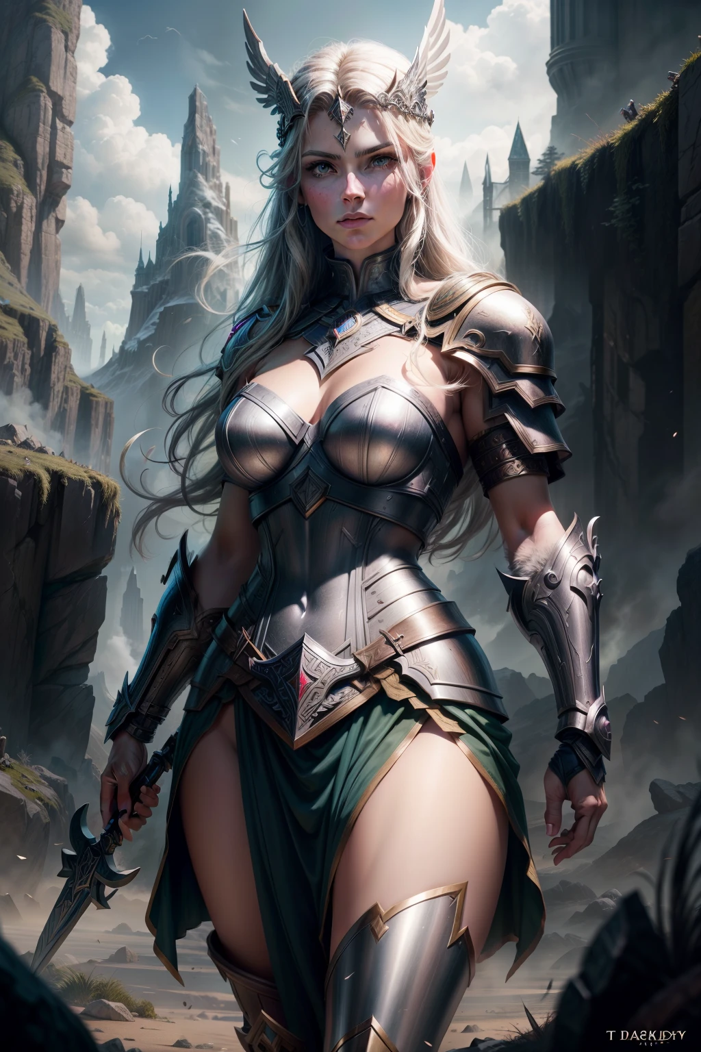 Asgard,Valkyrie,Lady Knight,anatomy correct,epic fantasy digital art,tmasterpiece,8K,high definition resolution,Detailed detail drawing,high qulity,, Epic composition,