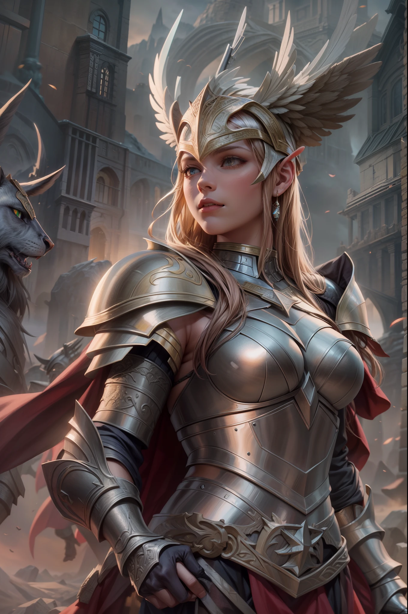 Asgard,Valkyrie,Lady Knight,anatomy correct,epic fantasy digital art,tmasterpiece,8K,high definition resolution,Detailed detail drawing,high qulity,, Epic composition,